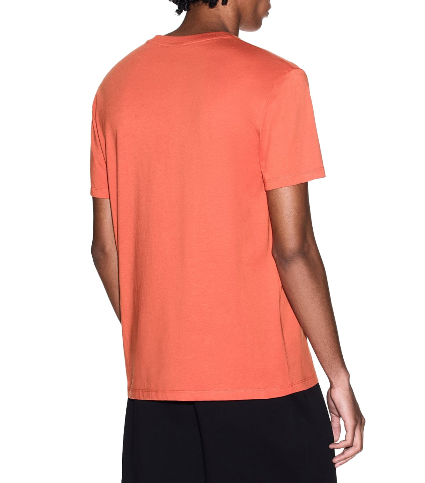 Regular Fit T-Shirt with Contrasting Band and Logo Orange Rust