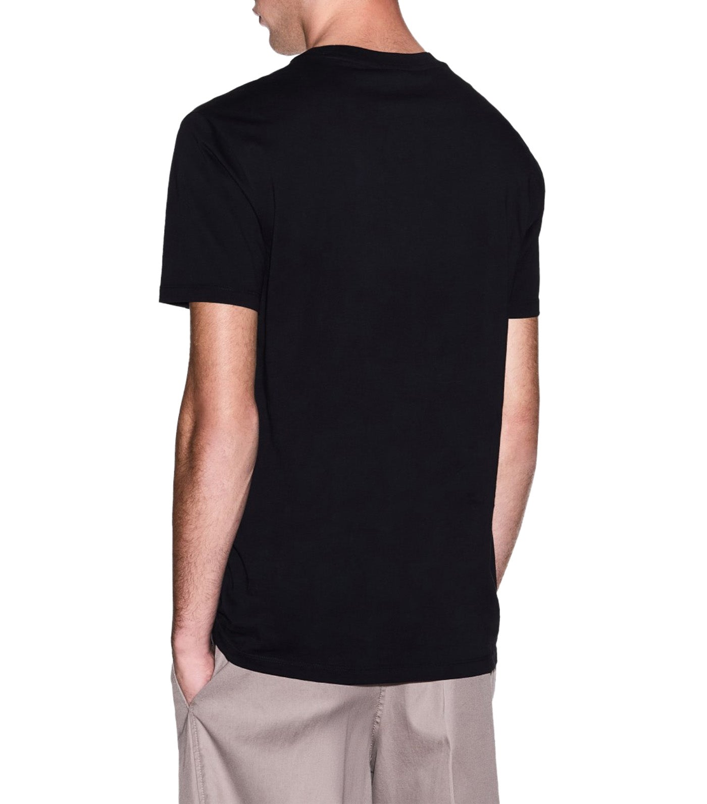 Regular Fit T-Shirt with Contrasting Band and Logo Black