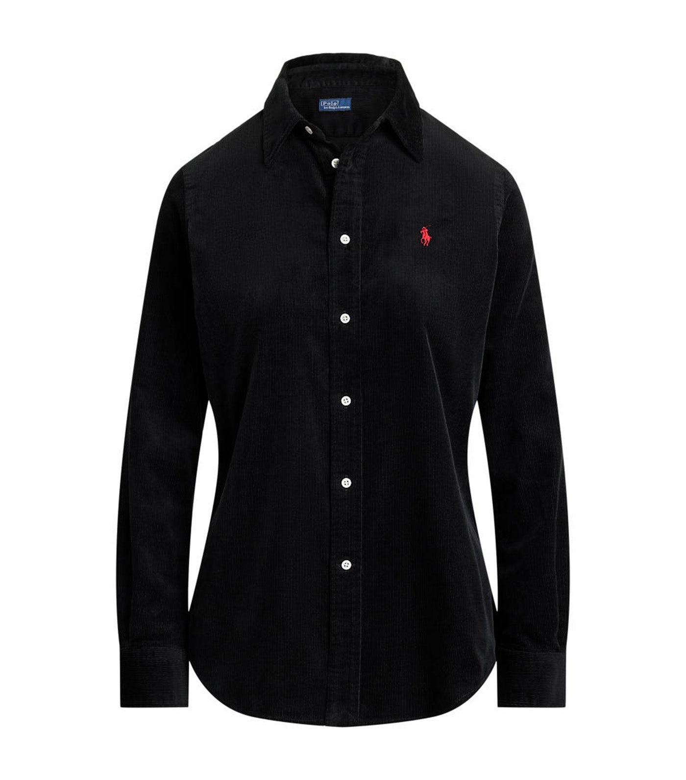Stretch Slim Fit Cotton Corduroy Shirt Black