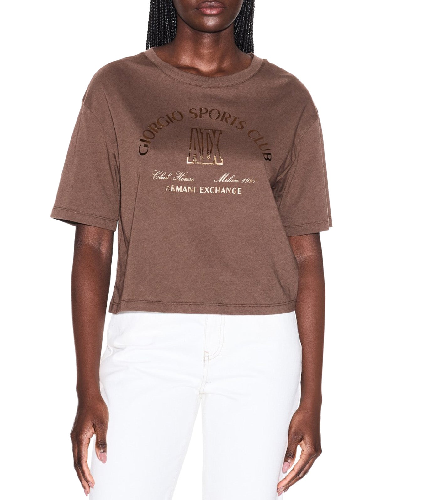 Cropped T-Shirt in Cotton Jersey Earth