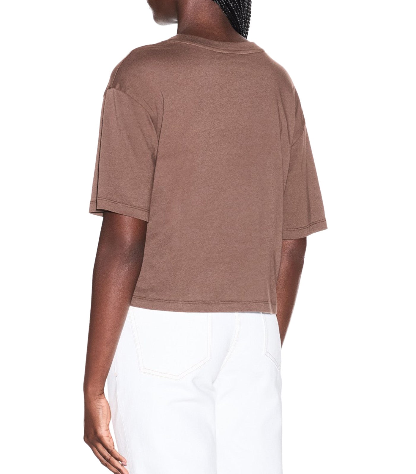 Cropped T-Shirt in Cotton Jersey Earth