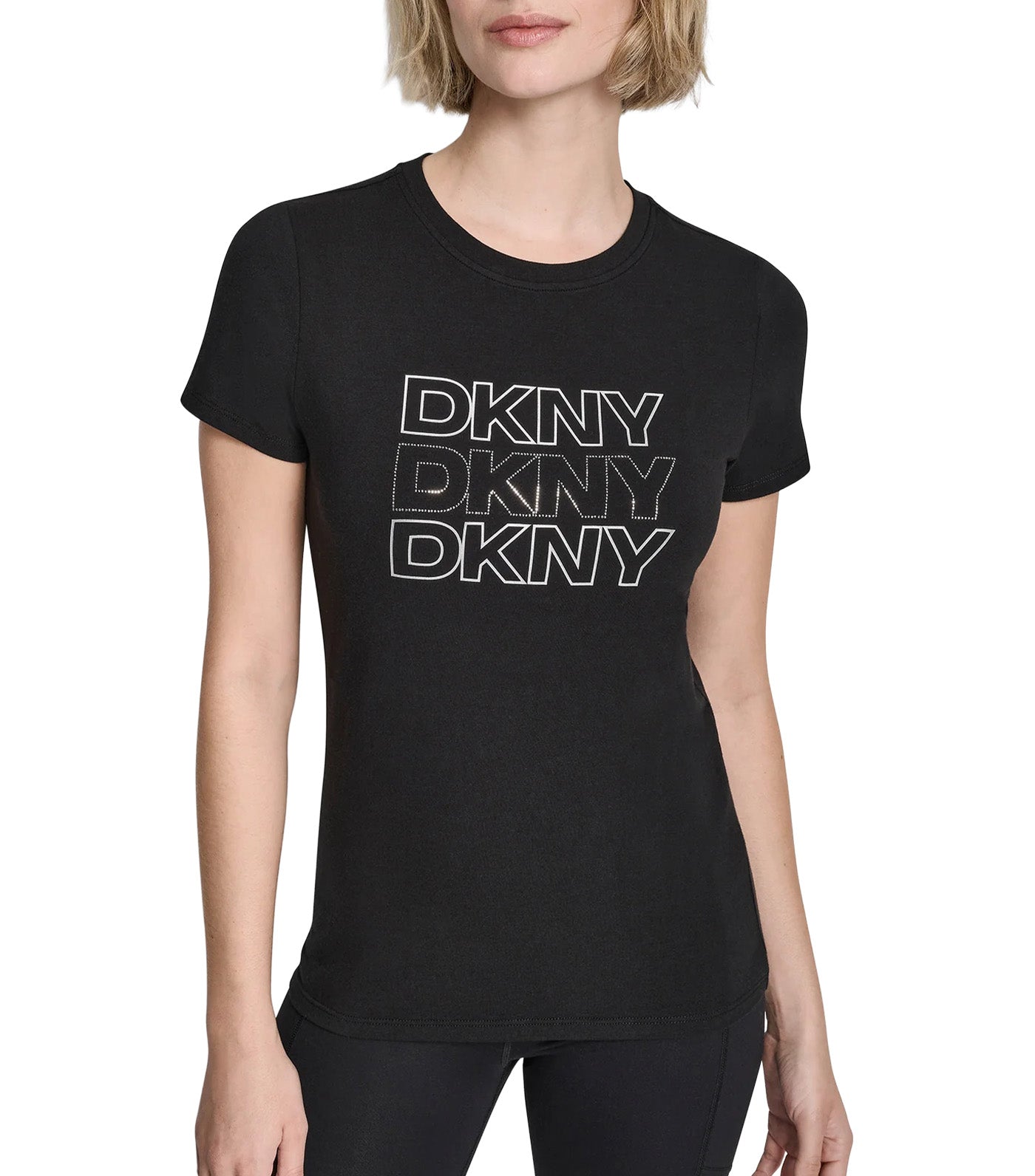 Triple Rhinestone Foil Logo Tee Black