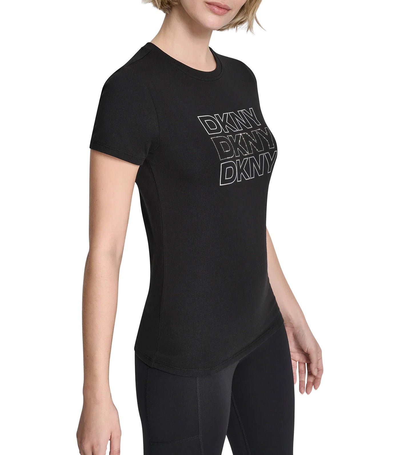 Triple Rhinestone Foil Logo Tee Black