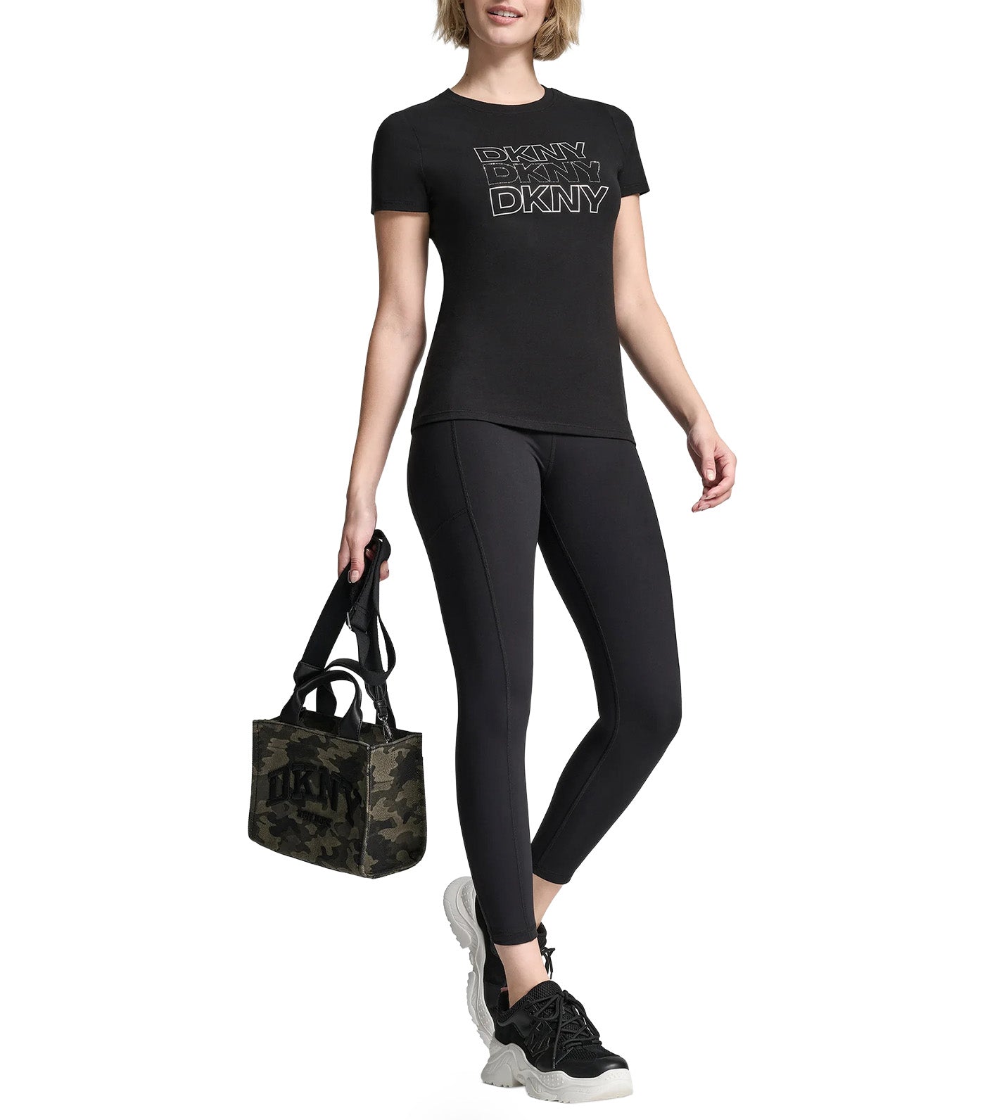 Triple Rhinestone Foil Logo Tee Black