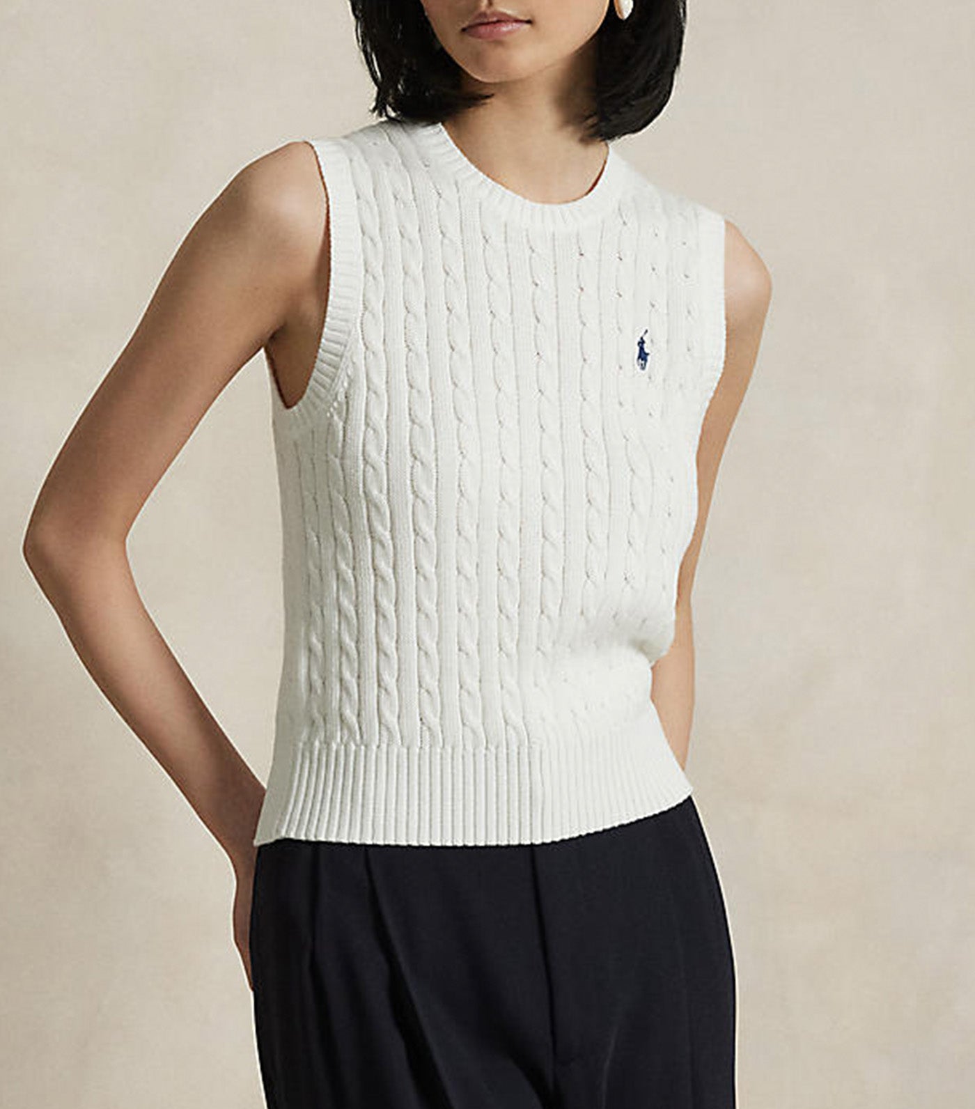 Women's Cable-Knit Cotton Sweater Vest