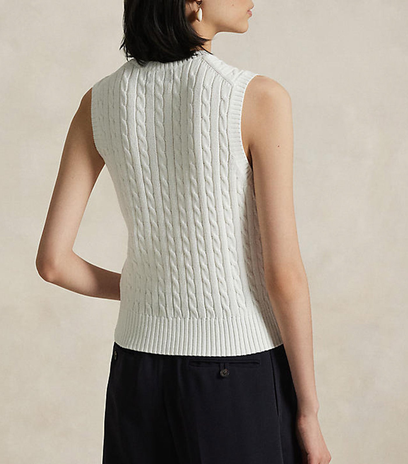 Women's Cable-Knit Cotton Sweater Vest