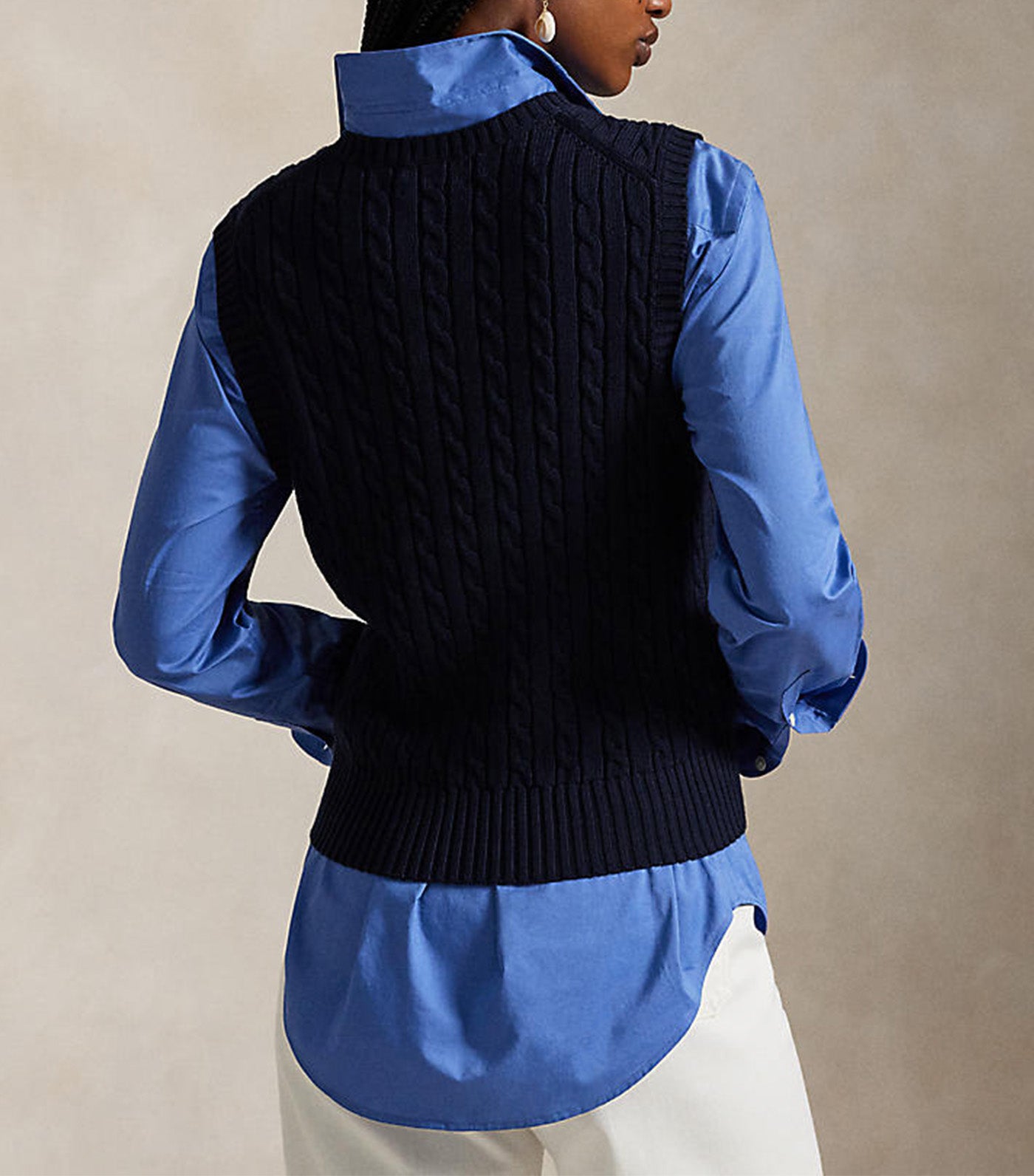 Women's Cable-Knit Cotton Sweater Vest