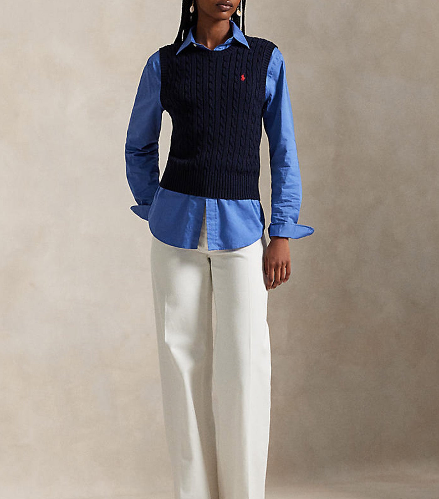 Women's Cable-Knit Cotton Sweater Vest