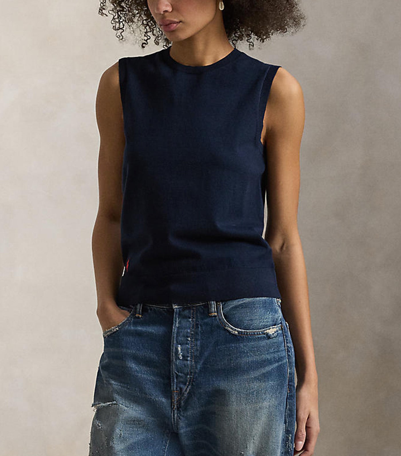 Women's Sleeveless Crewneck Sweater Blue