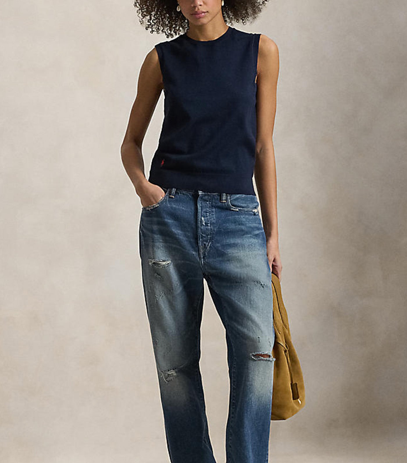 Women's Sleeveless Crewneck Sweater Blue
