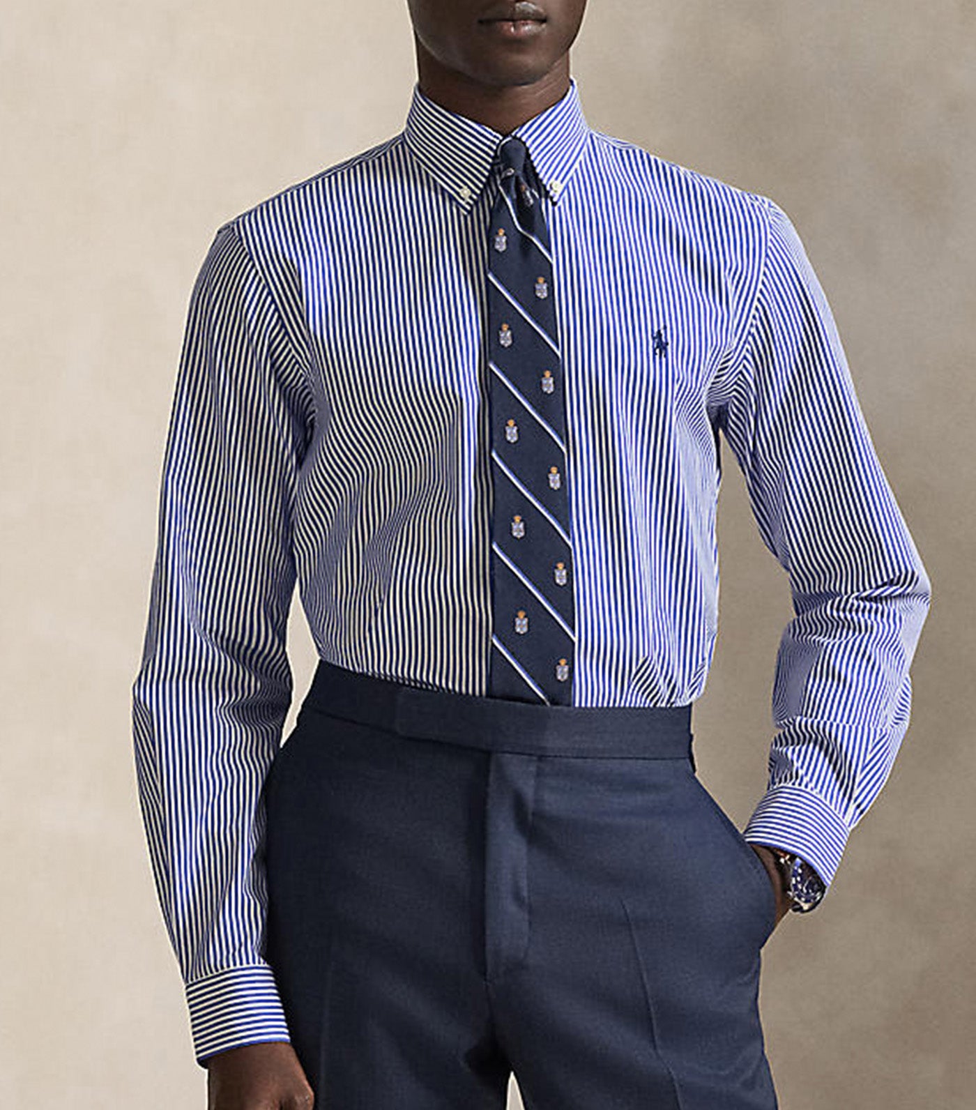 Men's Custom Fit Stretch Poplin Shirt Blue
