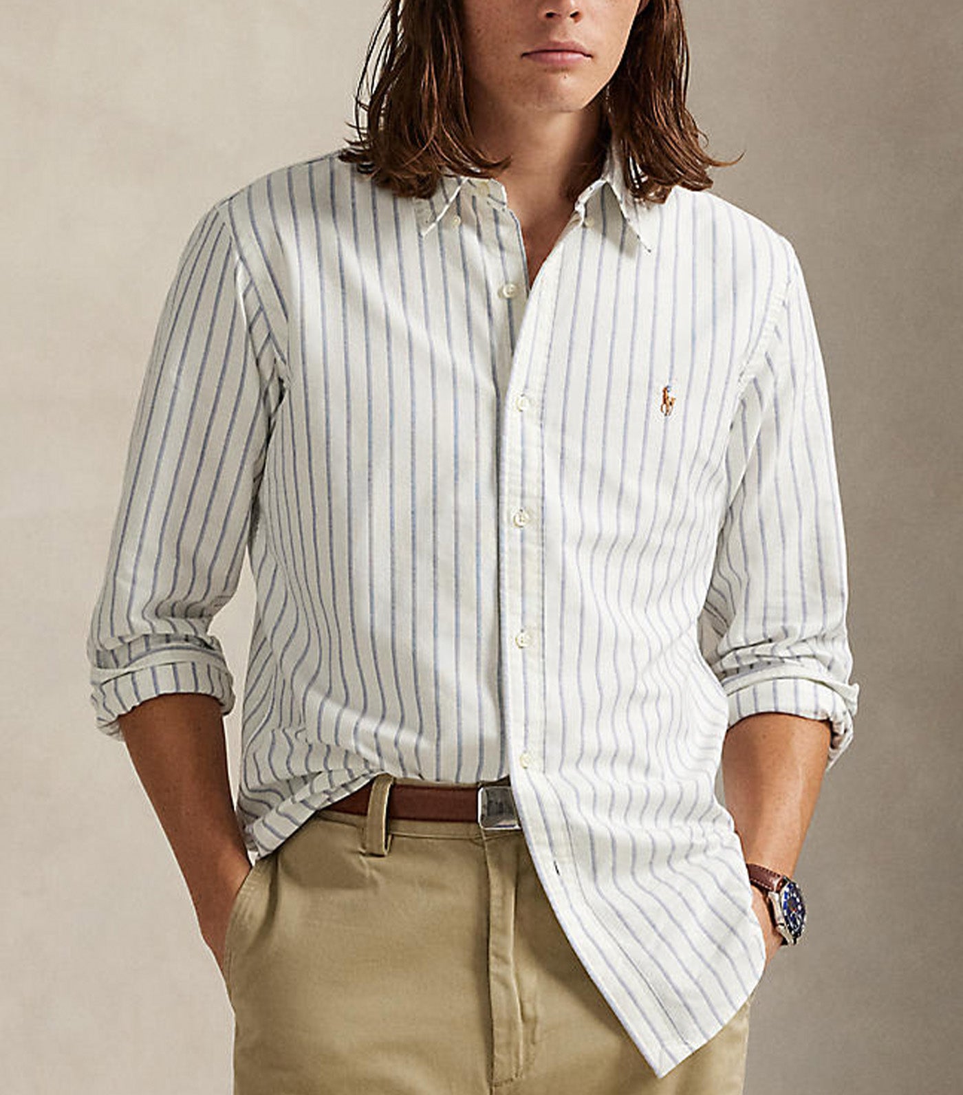 Men's Custom Fit Striped Oxford Shirt