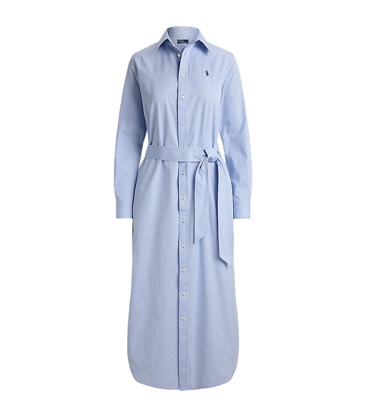 Women's Belted Striped Cotton Shirtdress