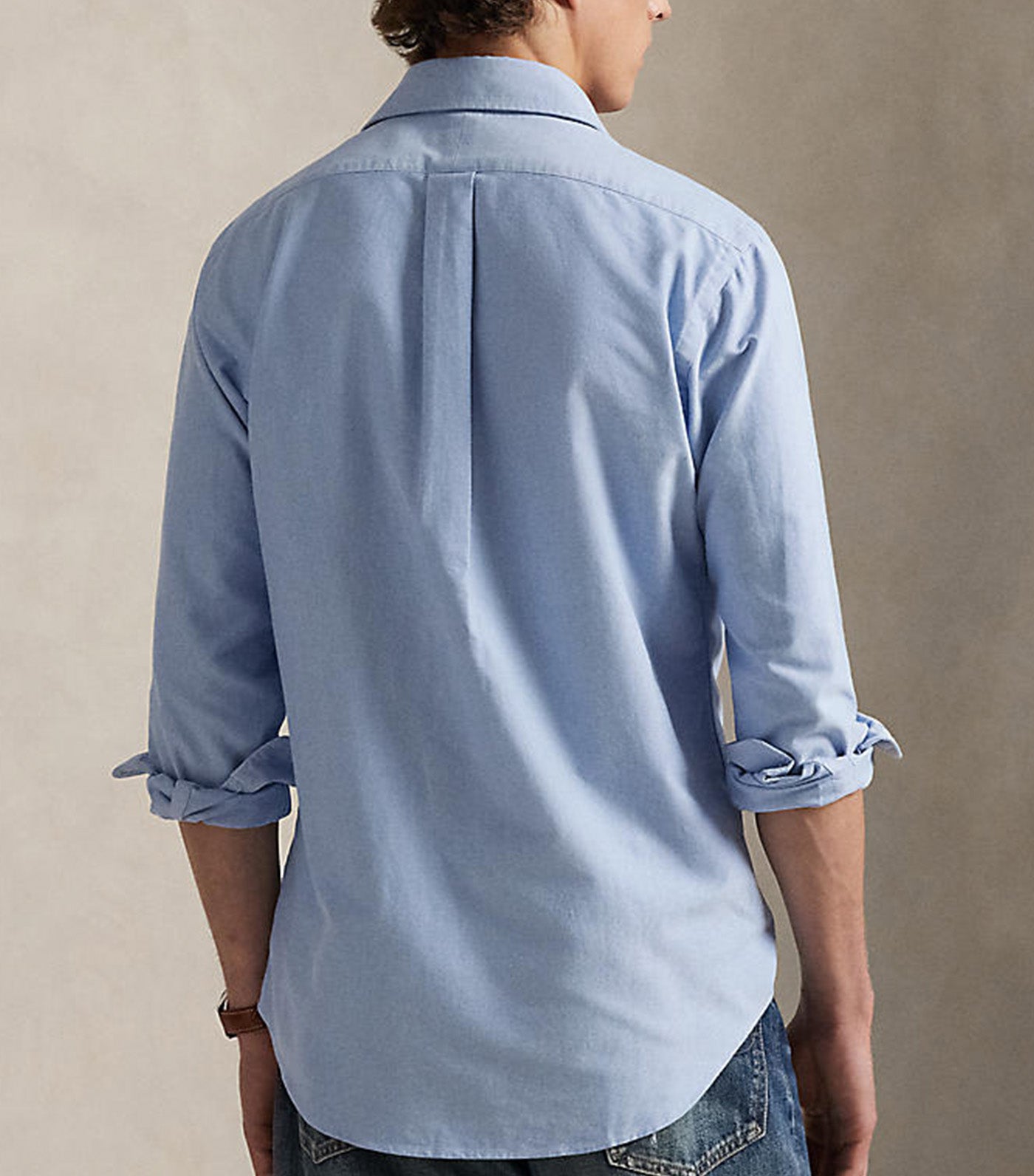 Men's Custom Fit Polo Bear Oxford Shirt Blue