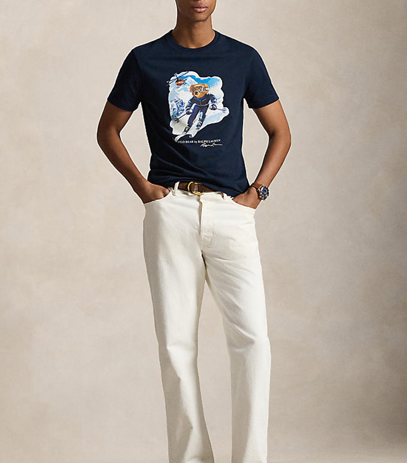 Men's Custom Slim Fit Polo Bear T-Shirt Blue