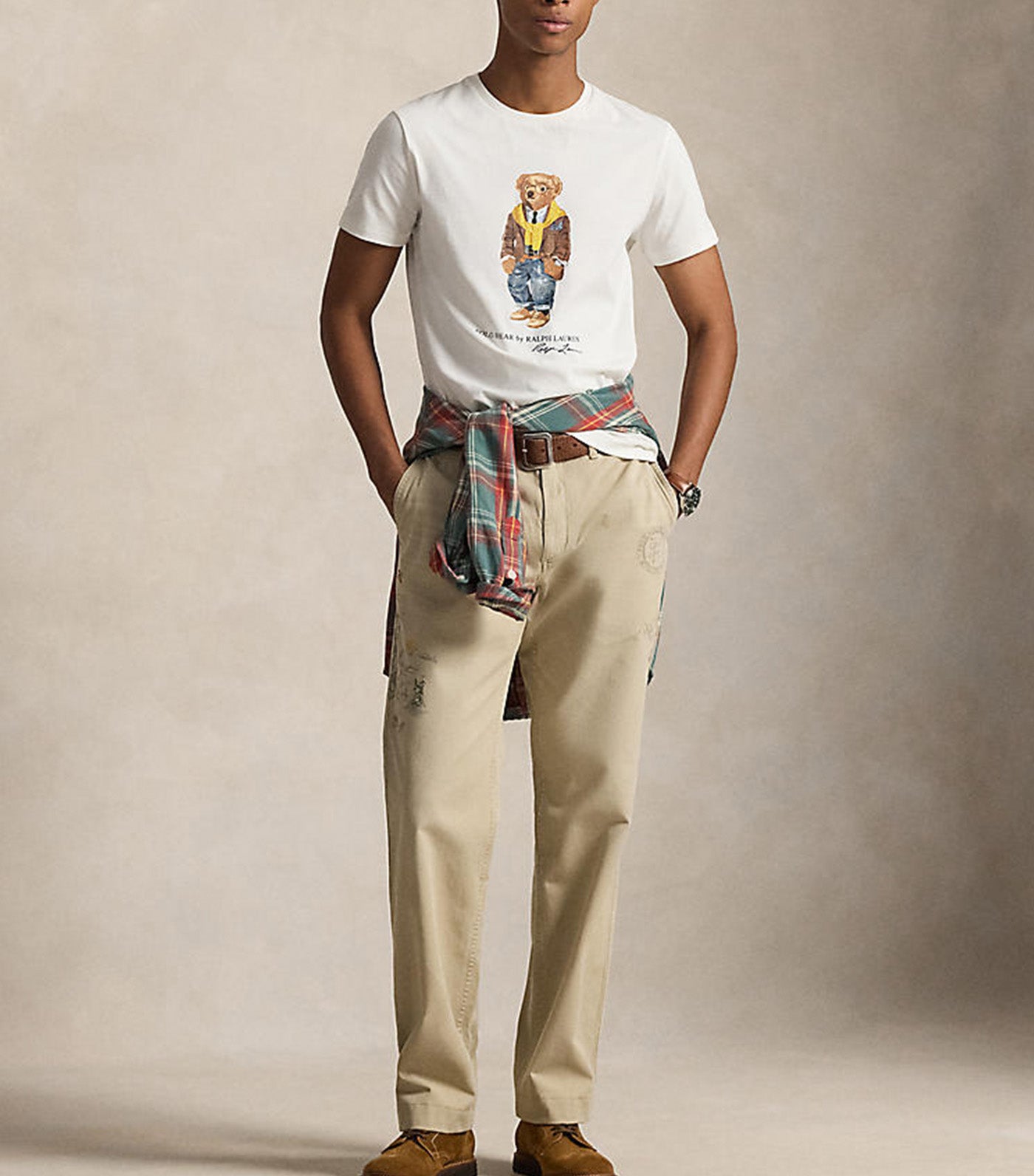 Men's Custom Slim Fit Polo Bear Jersey T-Shirt White