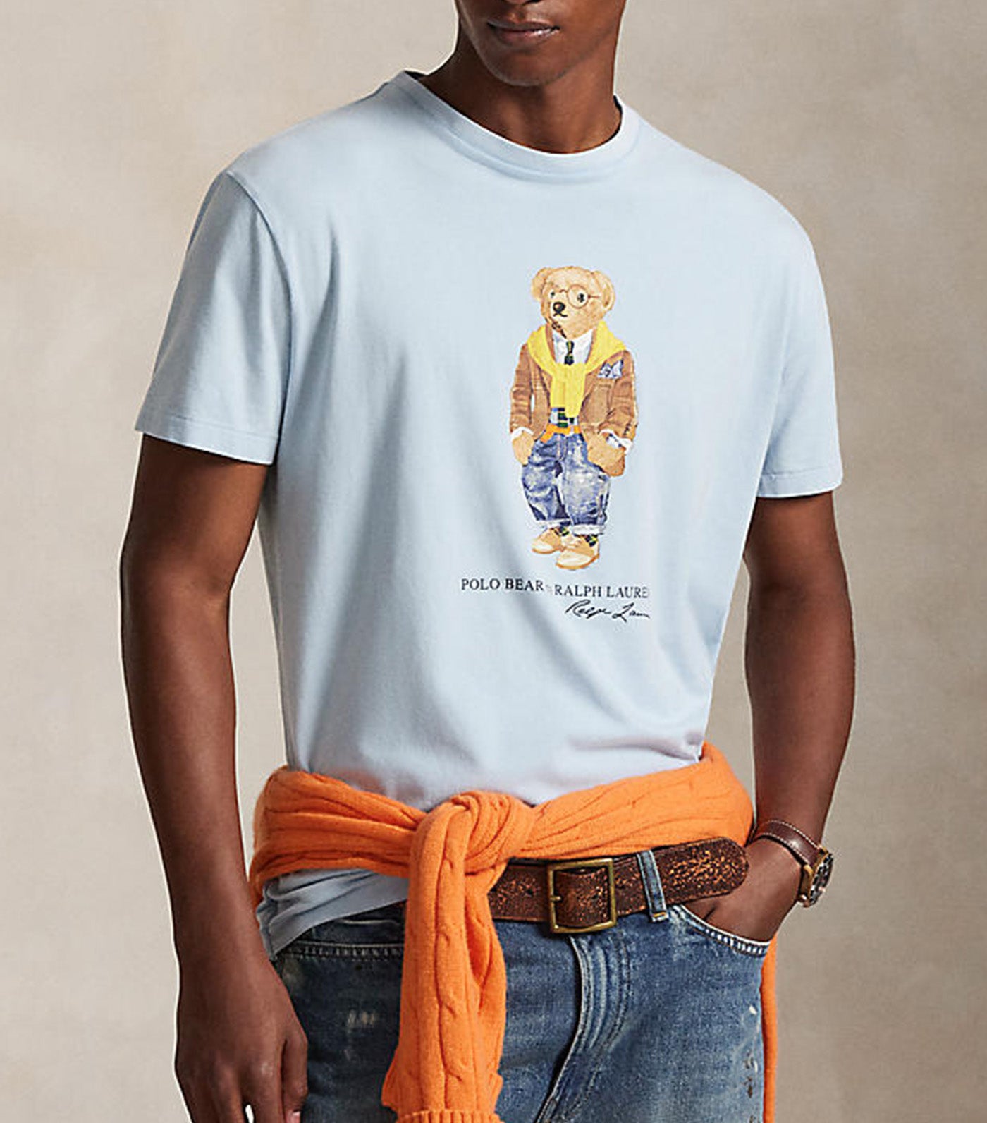 Men's Custom Slim Fit Polo Bear T-Shirt Blue