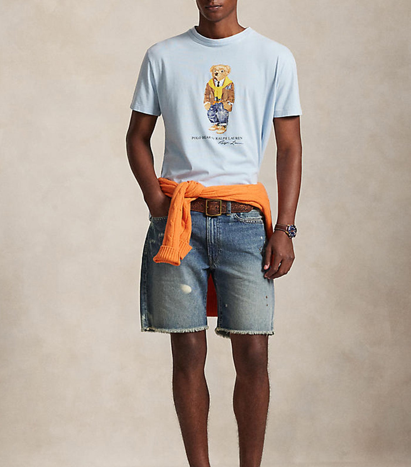Men's Custom Slim Fit Polo Bear T-Shirt Blue