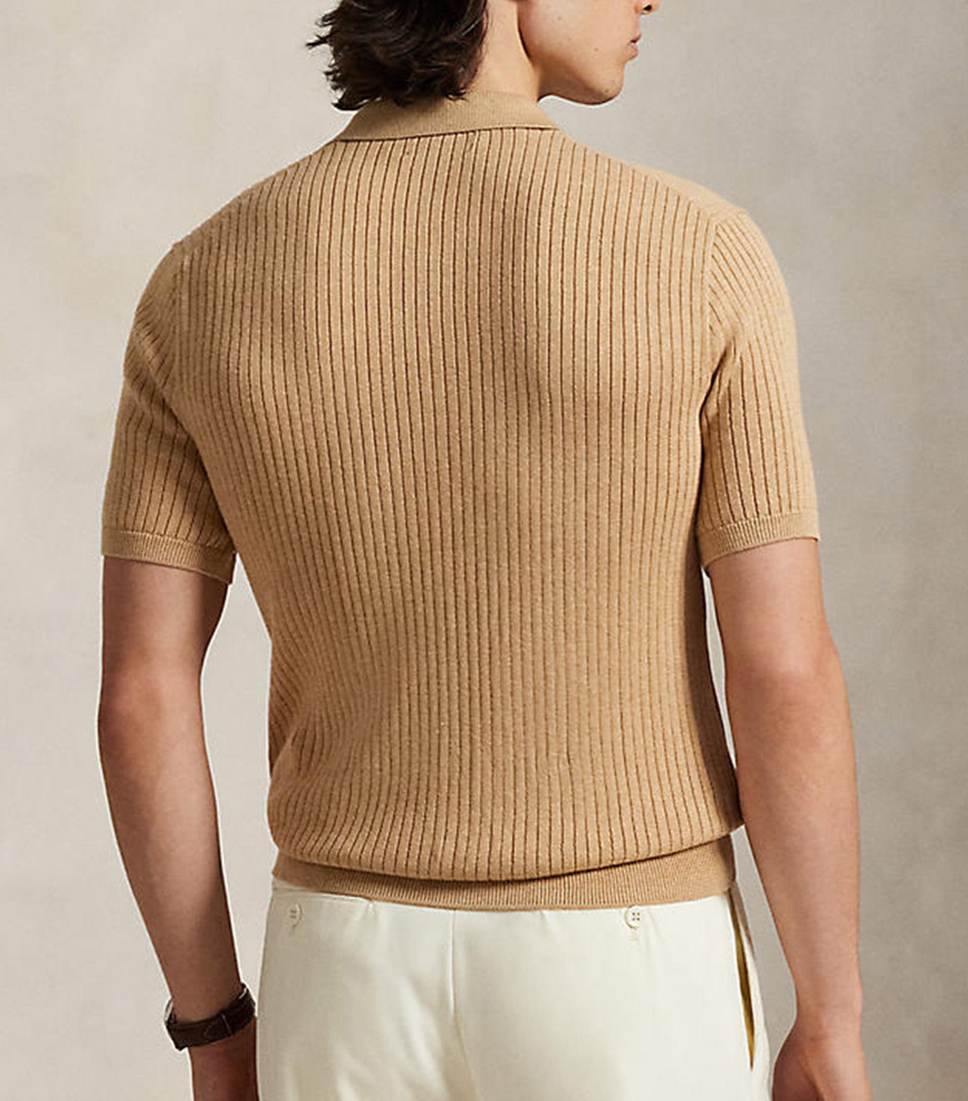 Men's Rib-Knit Cotton Johnny-Collar Sweater