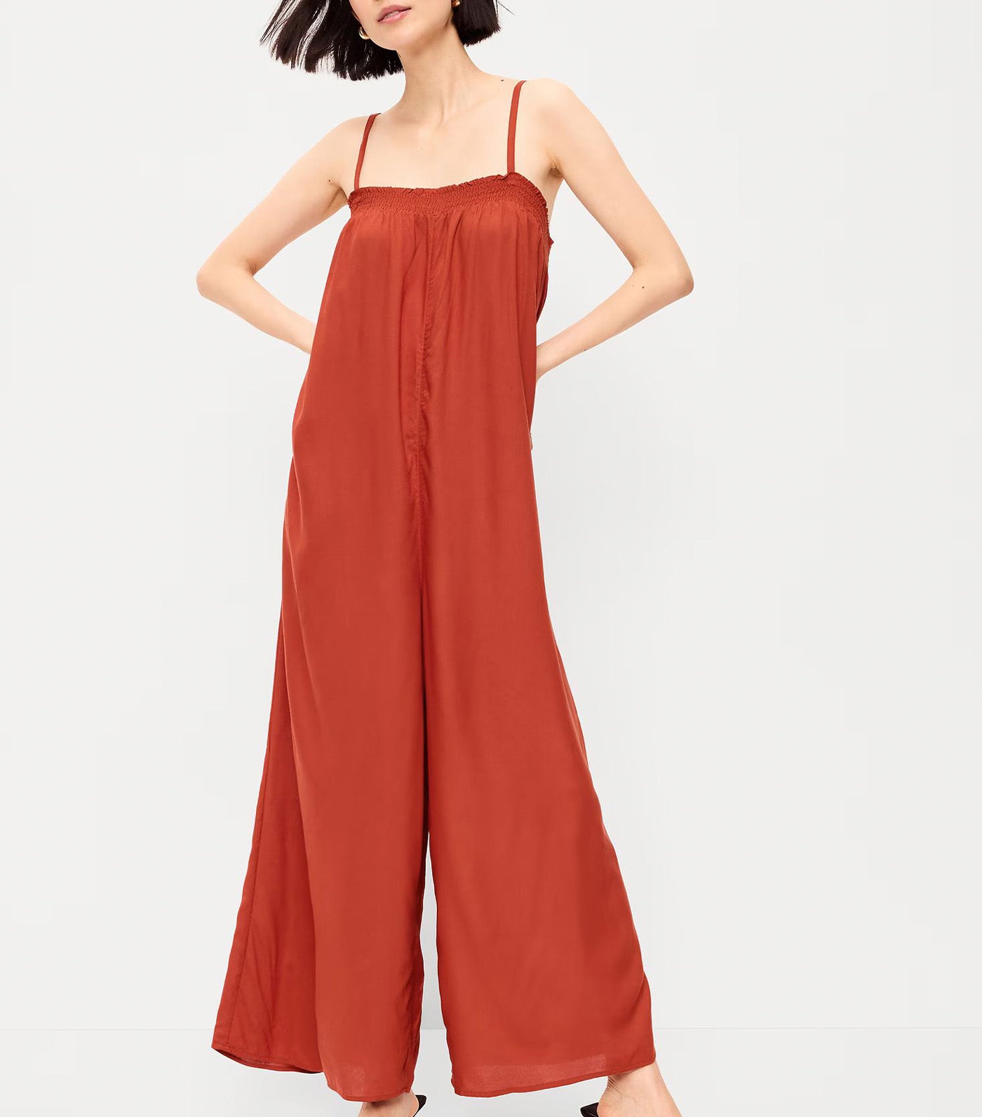 Old Navy Airy Smocked-Top Jumpsuit Russet Moon