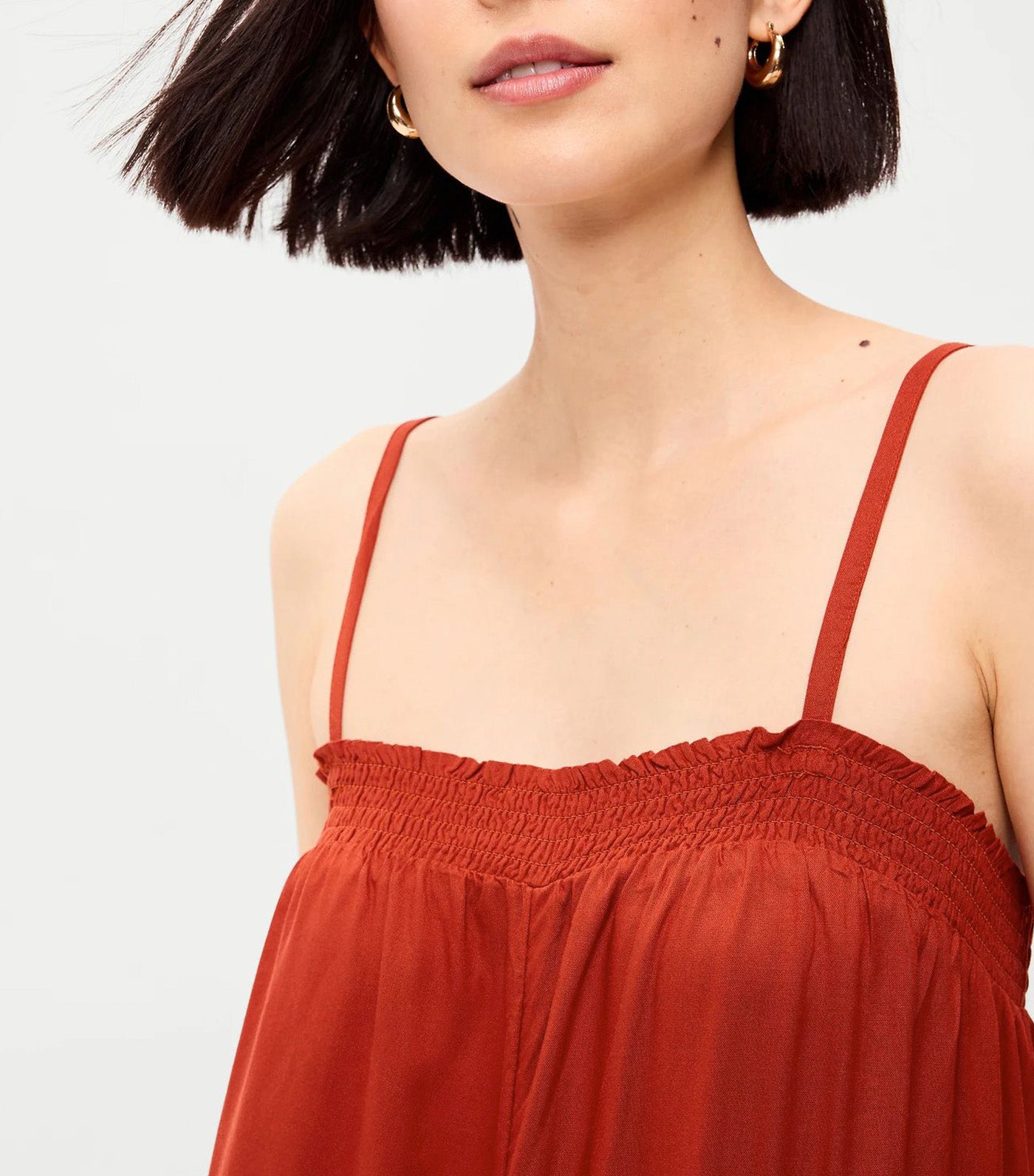 Old Navy Airy Smocked-Top Jumpsuit Russet Moon