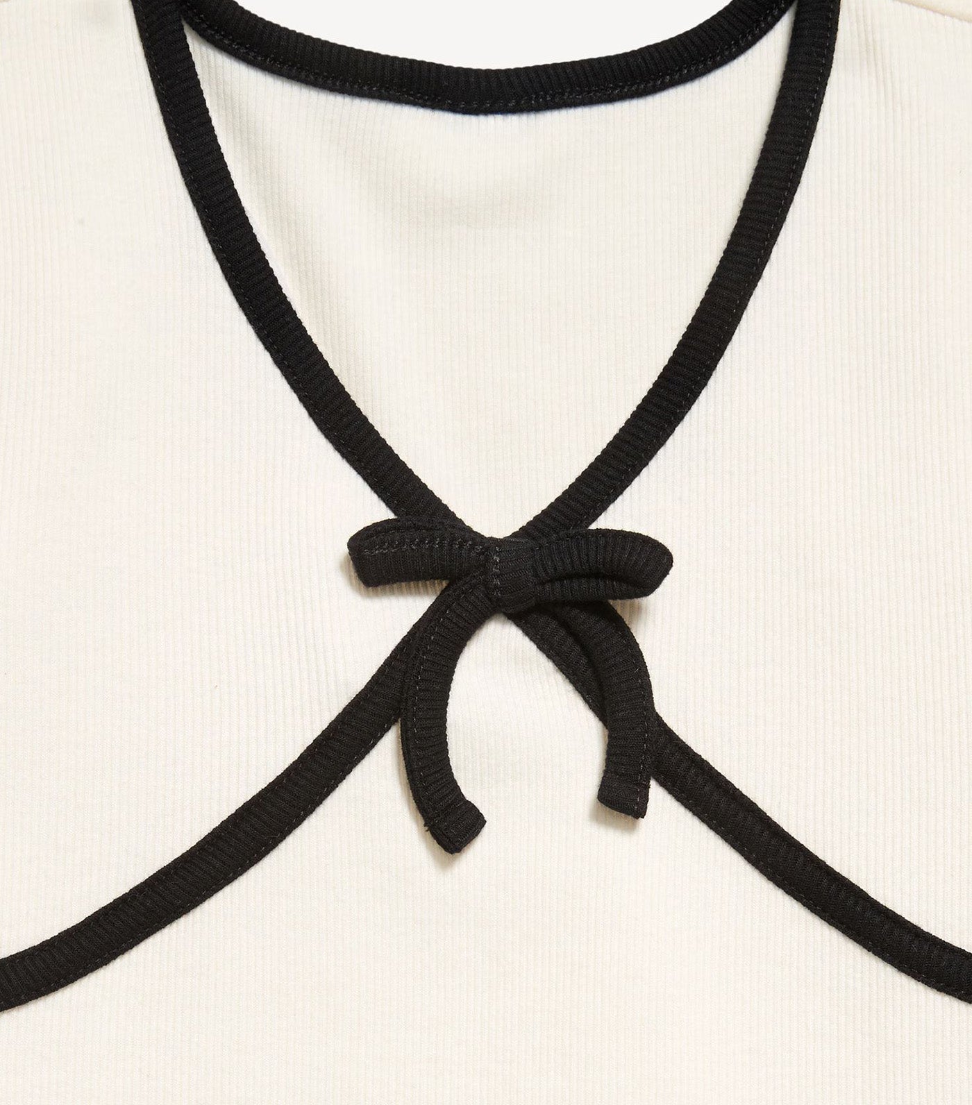 Fitted Short-Sleeve Ribbed Bow Top for Girls