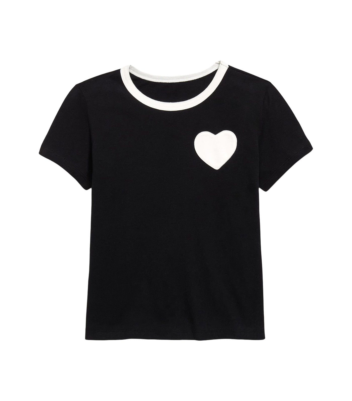 Old Navy Kids Softest Short-Sleeve Heart-Pocket T-Shirt for Girls White Heart