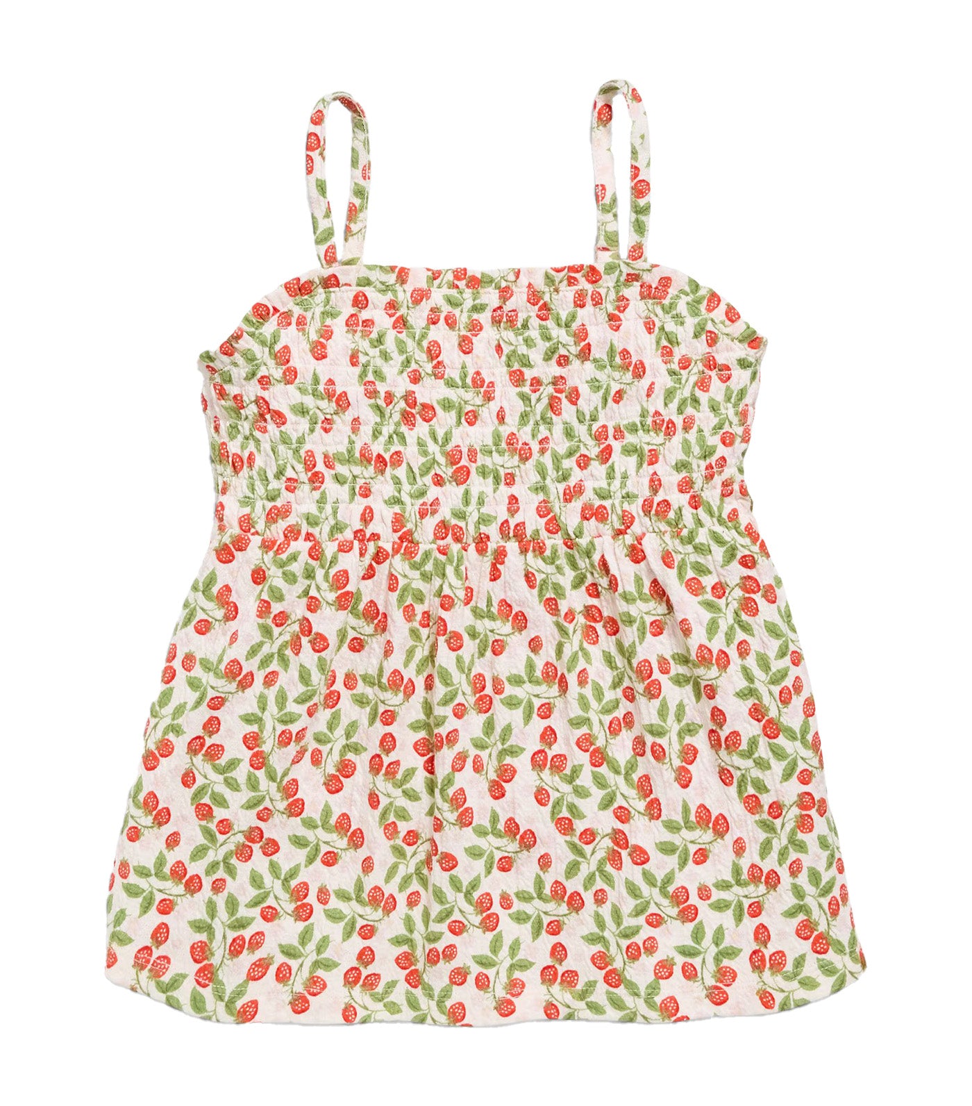 Old Navy Kids Printed Sleeveless Textured Smocked Top for Girls Strawberry Vine 
