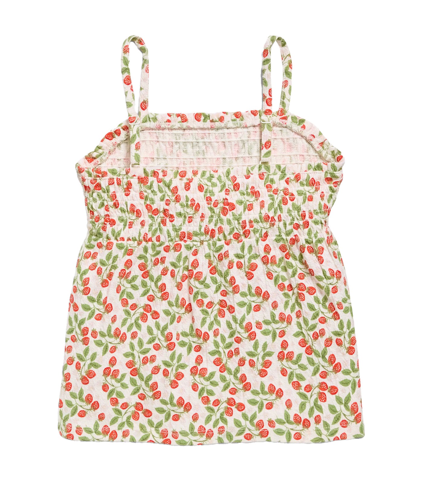 Old Navy Kids Printed Sleeveless Textured Smocked Top for Girls Strawberry Vine 