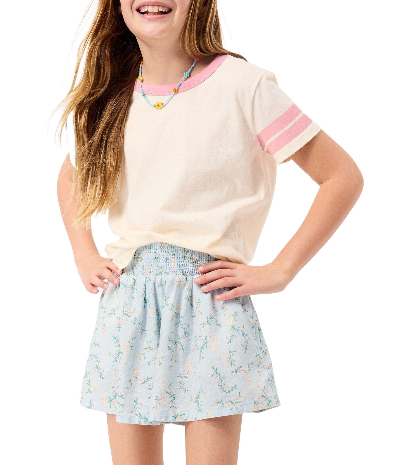 Printed Smocked-Waist Linen-Blend Shorts for Girls