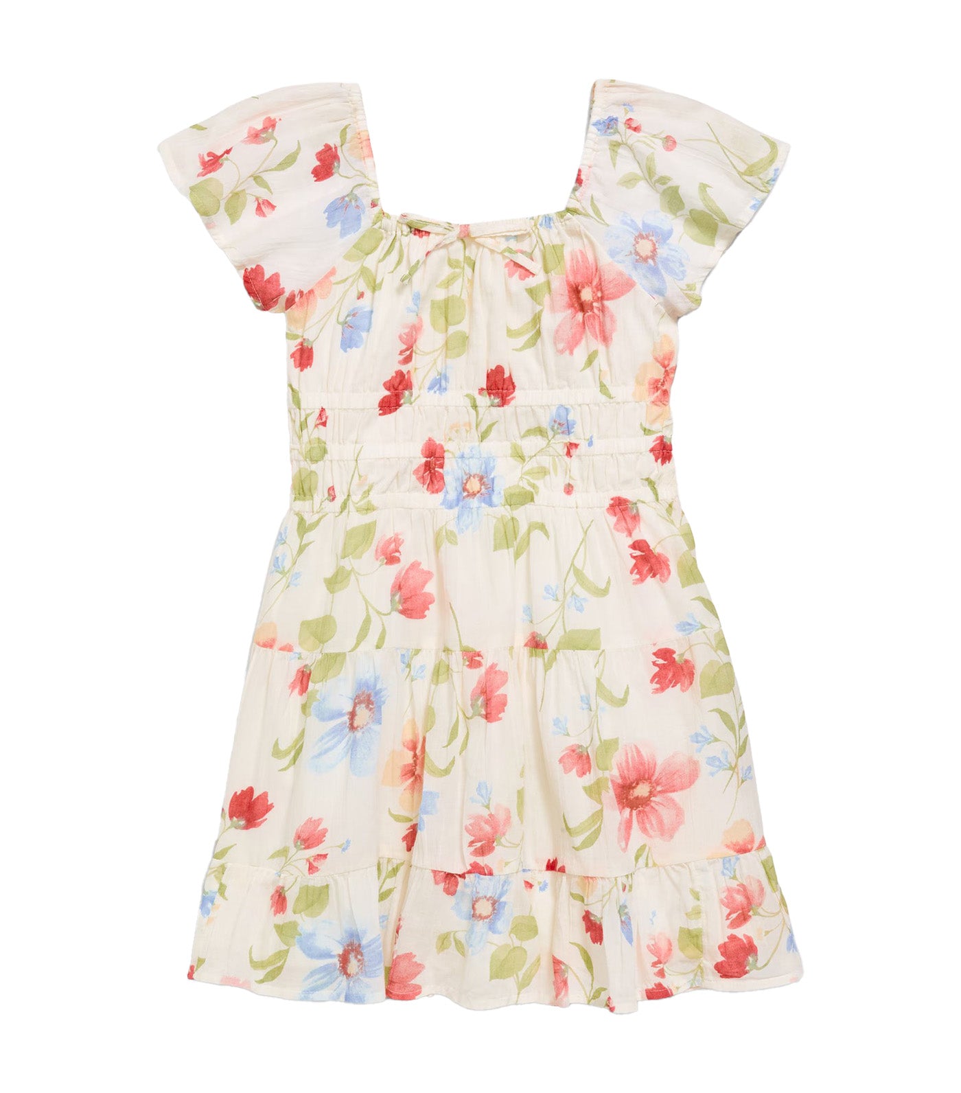 Fit and Flare Crinkle Gauze Tiered Dress for Girls