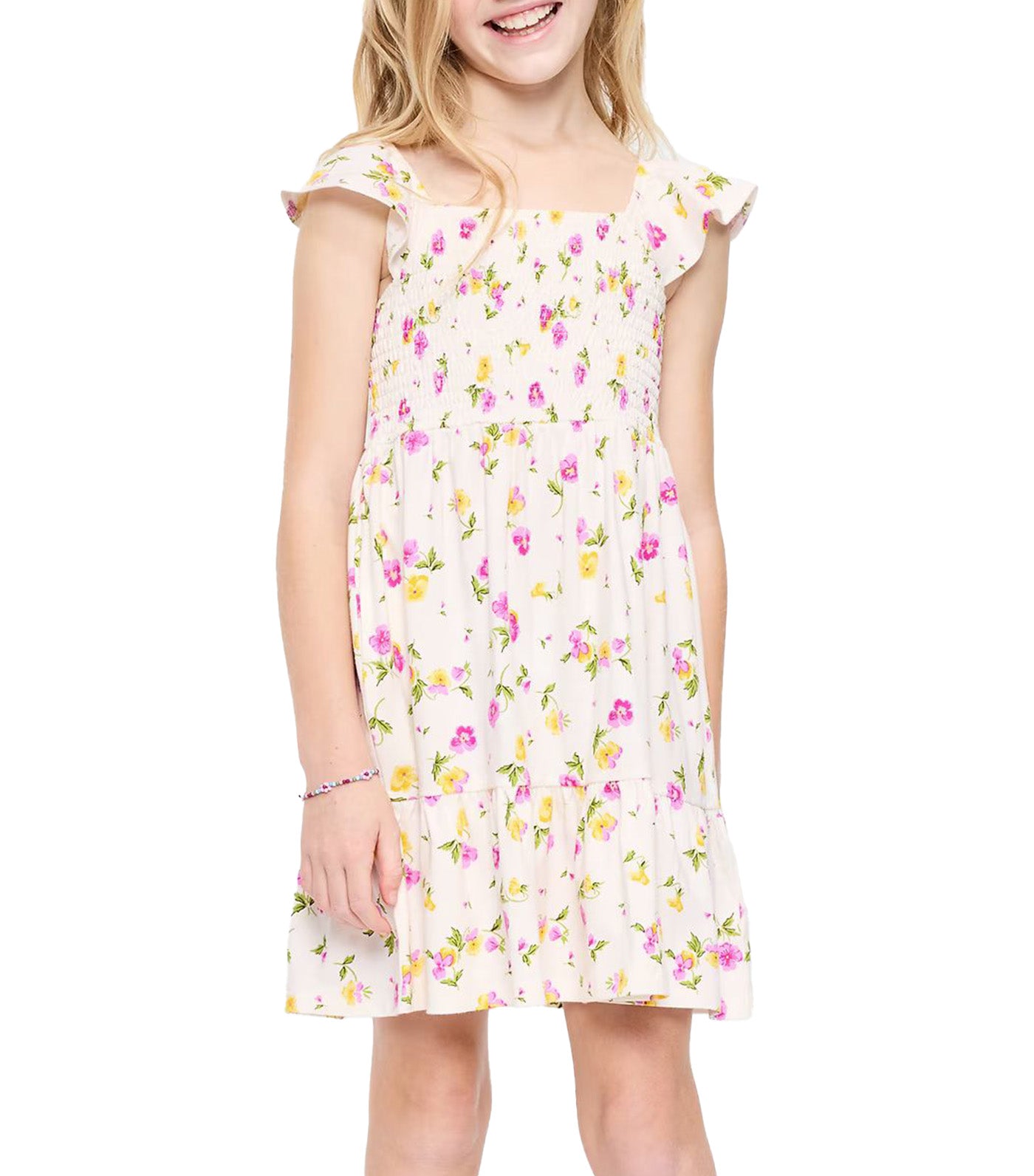 Printed Fit and Flare Smocked Dress for Girls