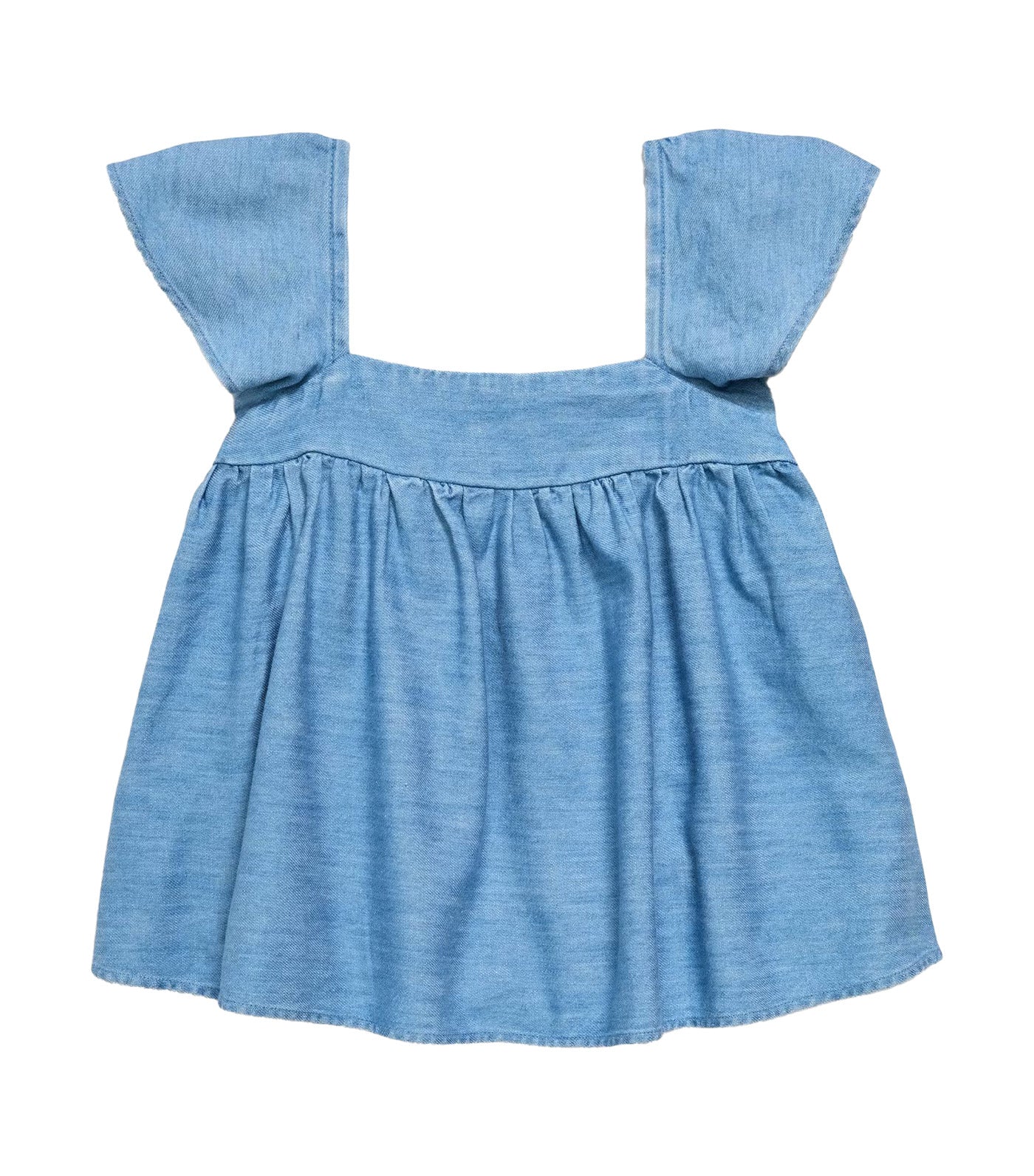 Flutter-Sleeve Chambray Top for Girls