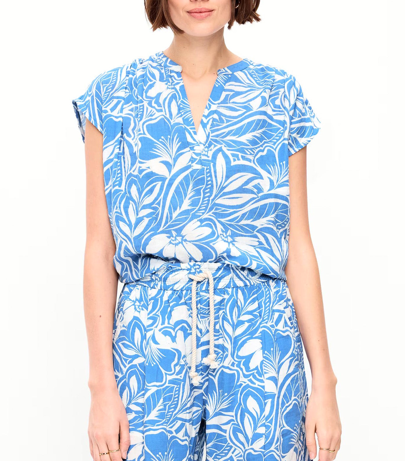 Short-Sleeve Popover Top