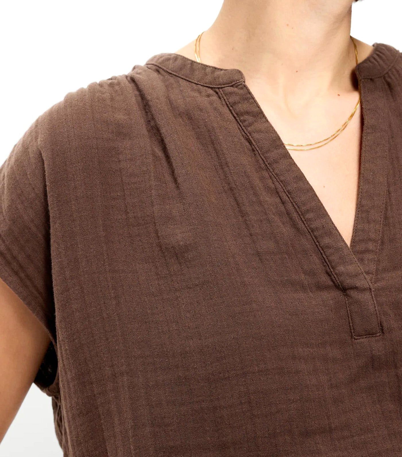 Short-Sleeve Popover Top
