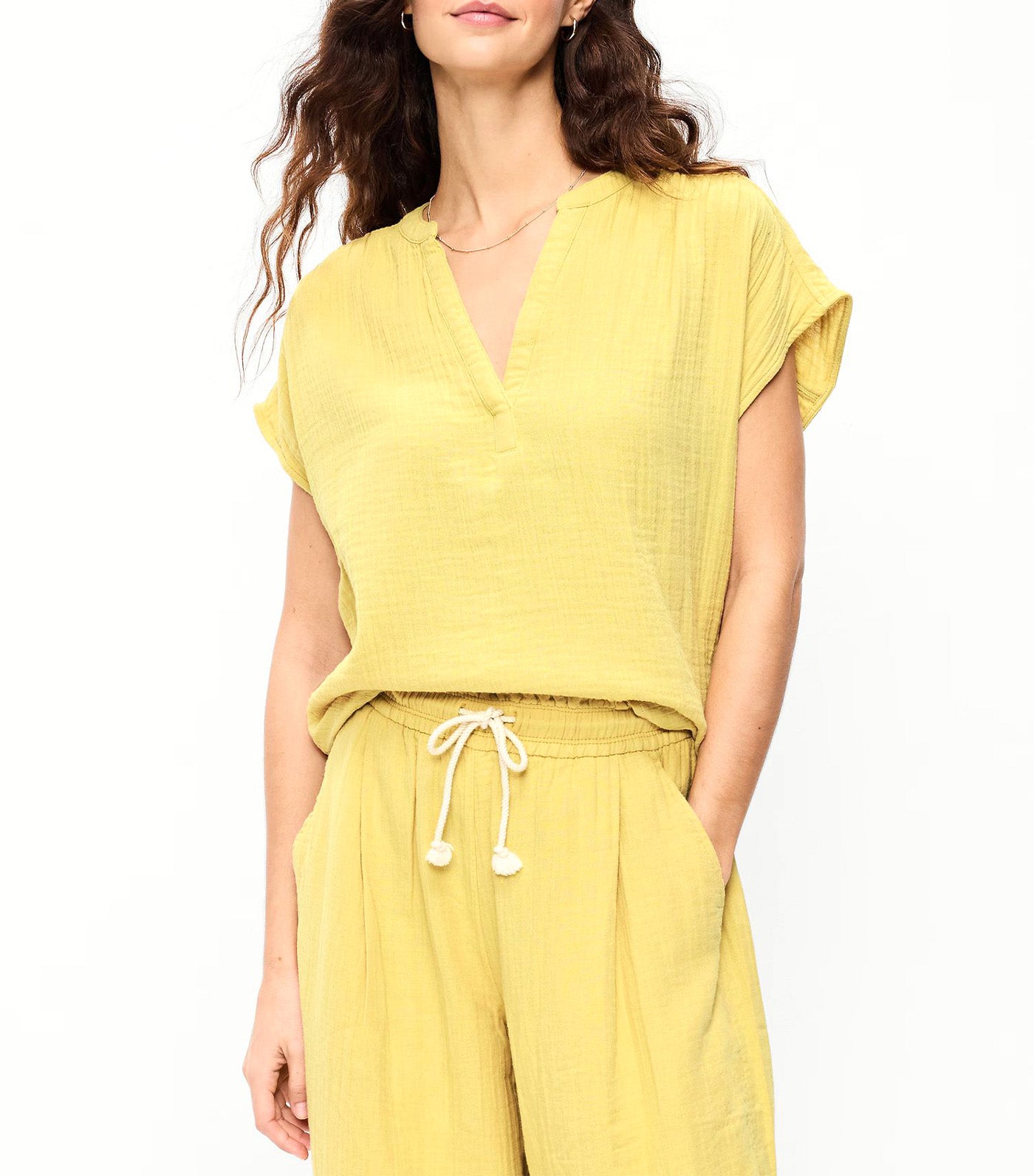 Short-Sleeve Popover Top