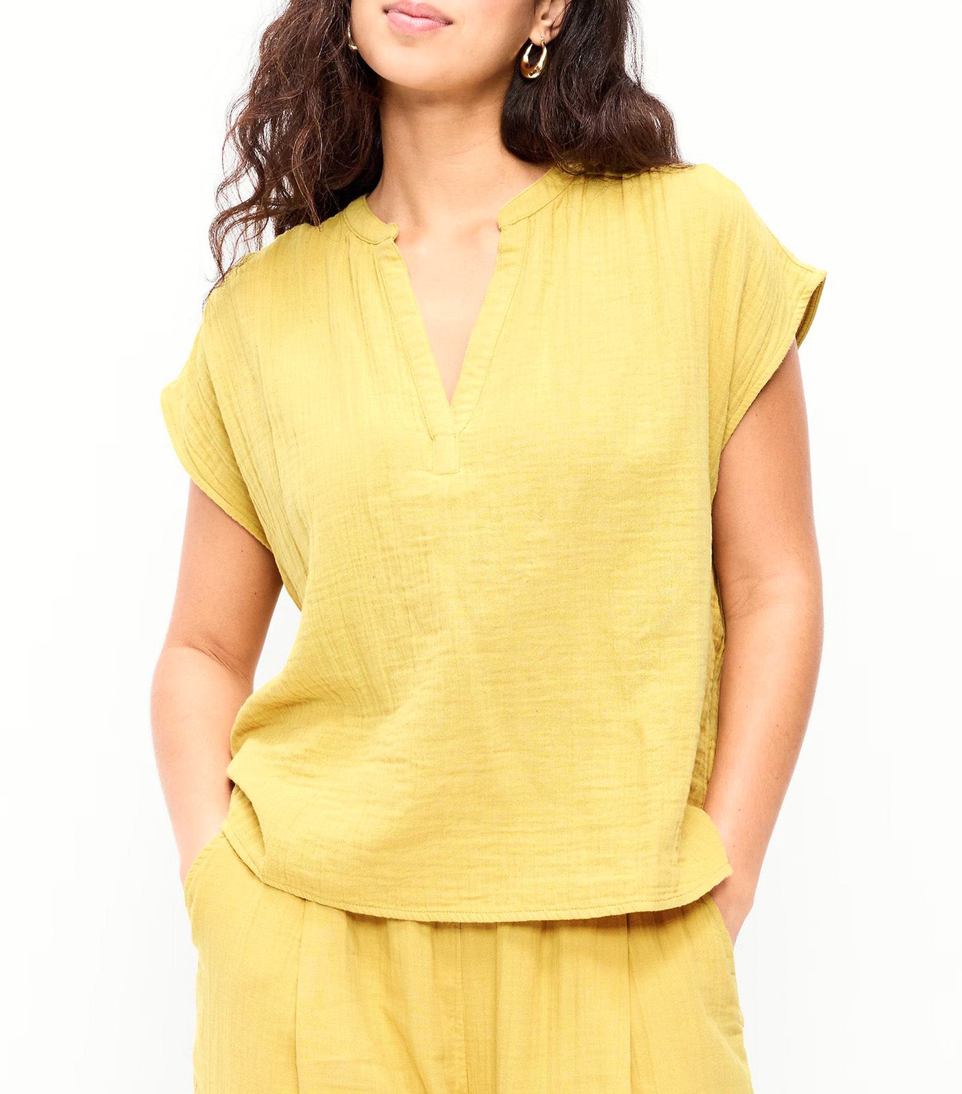 Short-Sleeve Popover Top
