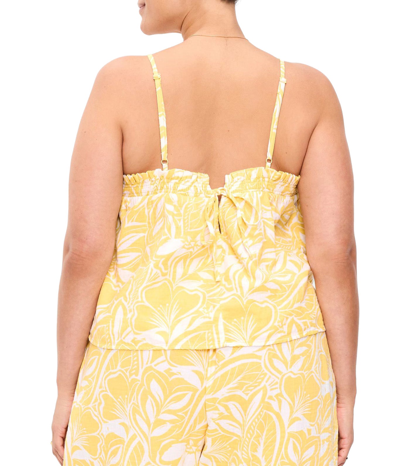 Old Navy Open-Back Smocked Tank Top Yellow Floral