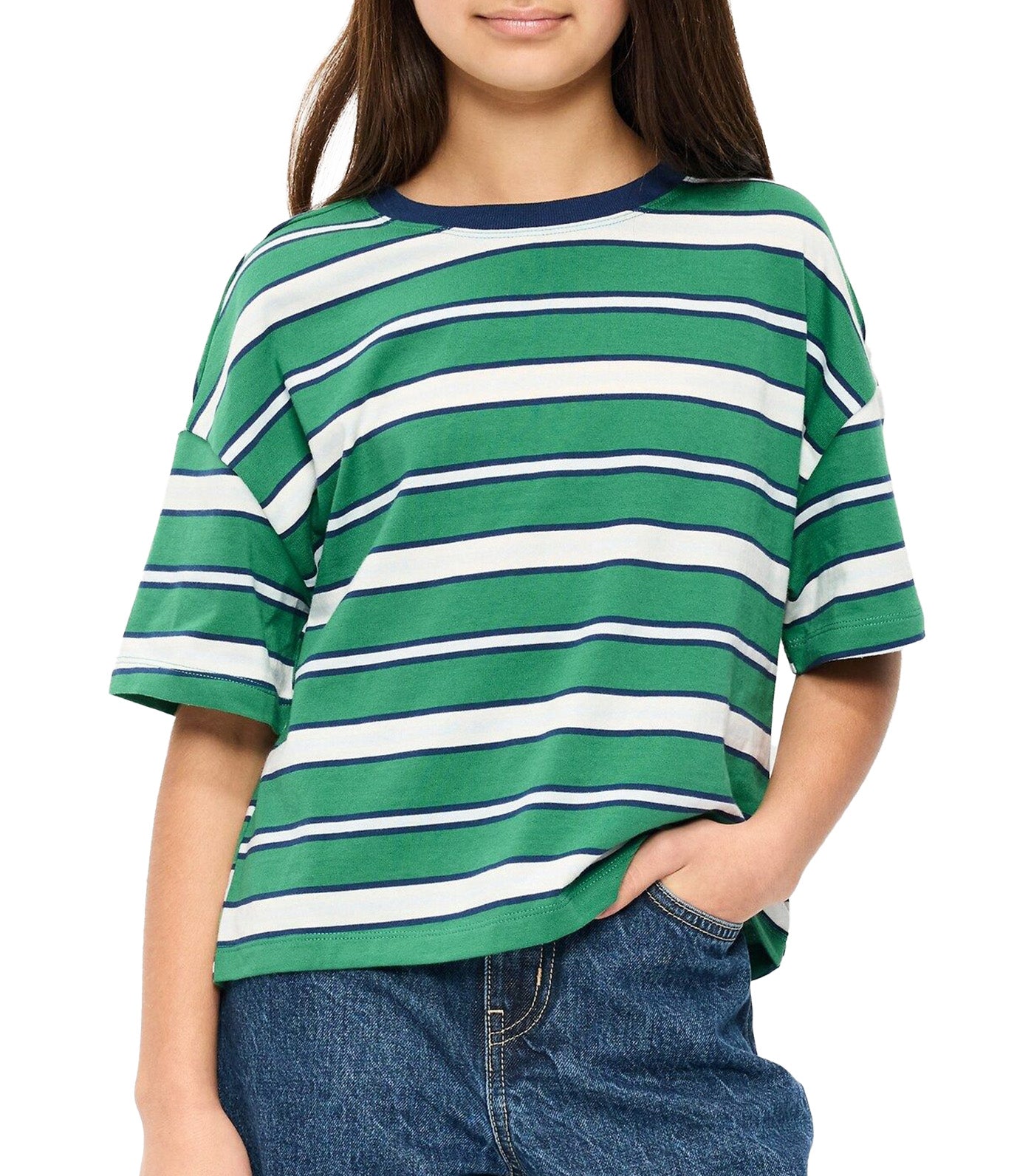 Oversized Short-Sleeve Cropped T-Shirt for Girls