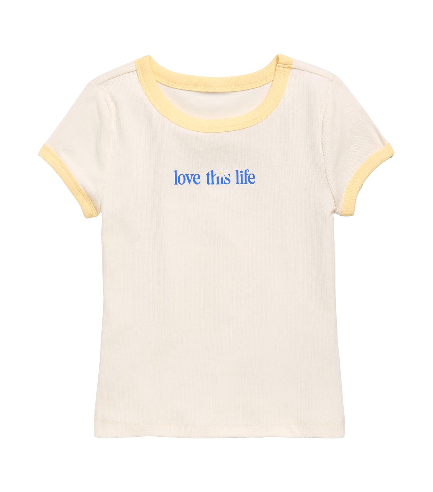 Fitted Short-Sleeve Ribbed Graphic Ringer T-Shirt for Girls