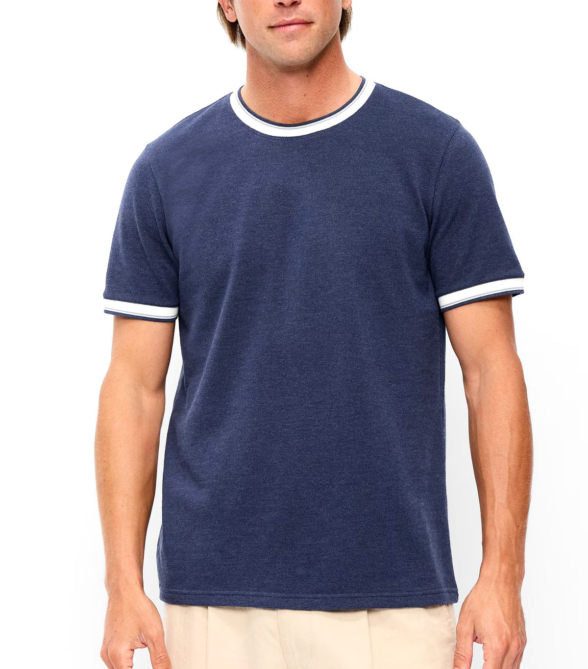Crew-Neck Pique T-Shirt Blue Harbor