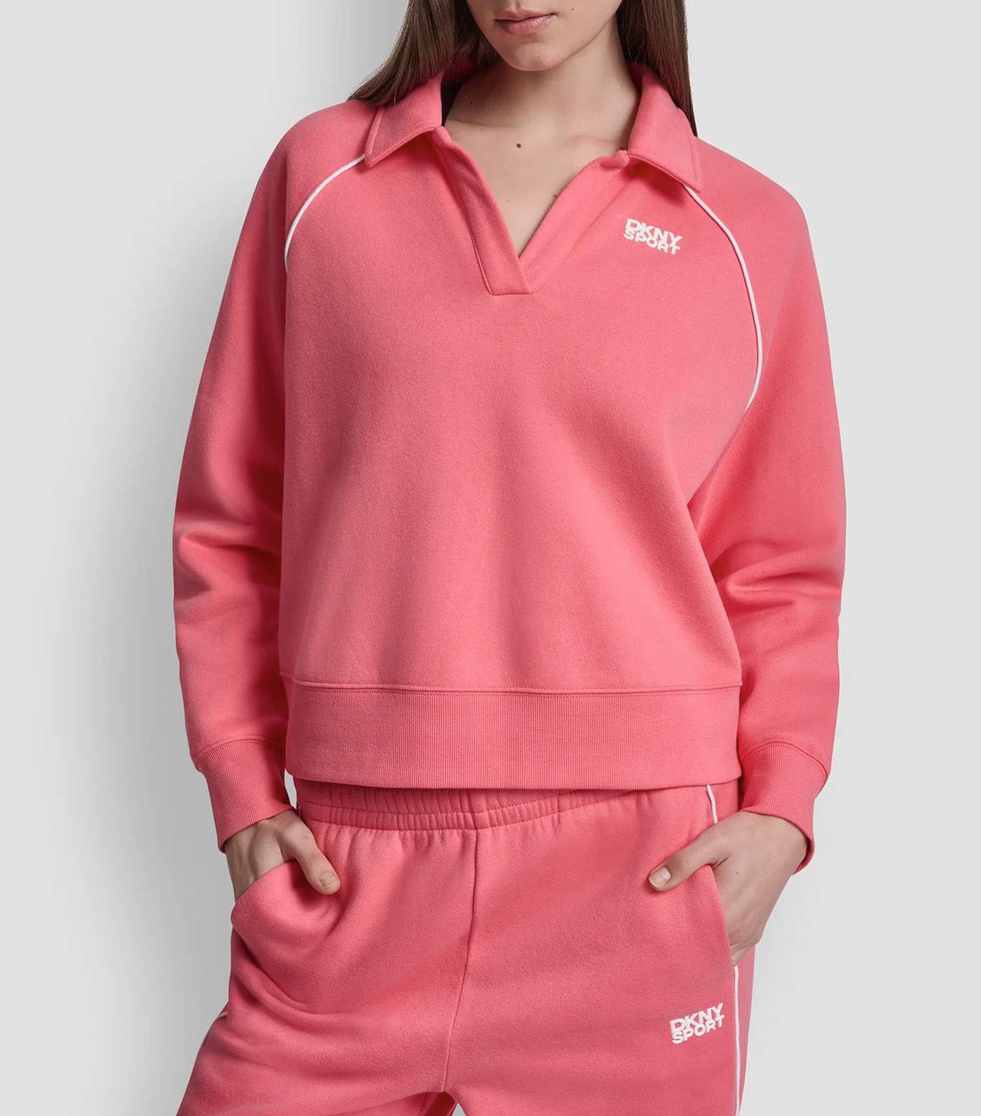 HD Logo Piped Track Raglan Polo Sweatshirt