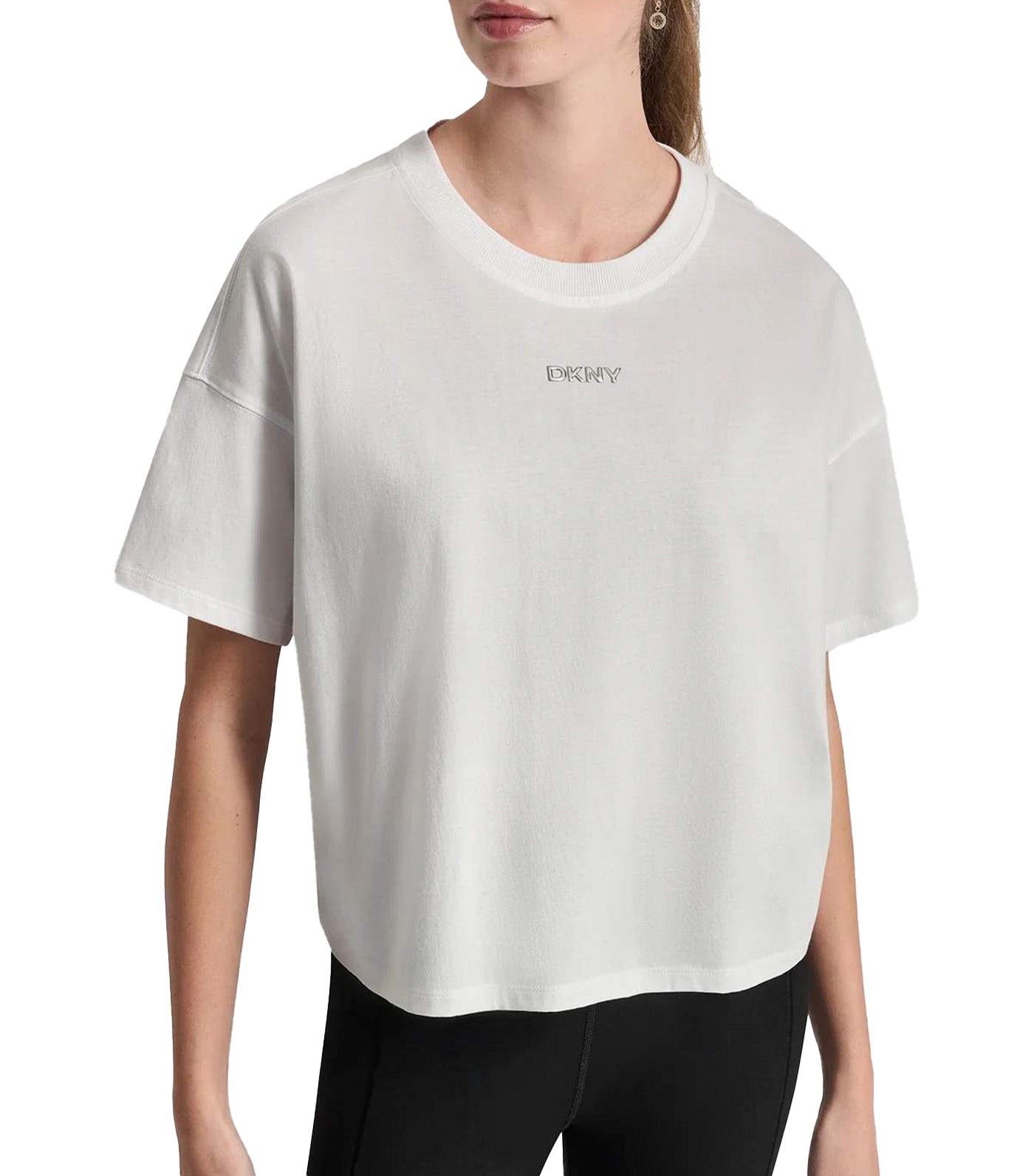 Metallic Bubble Logo Drop Shoulder Tee White