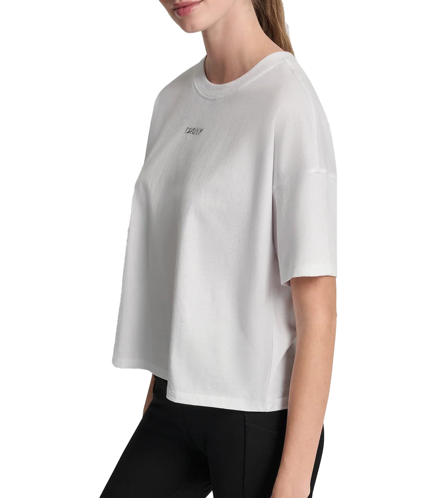 Metallic Bubble Logo Drop Shoulder Tee White