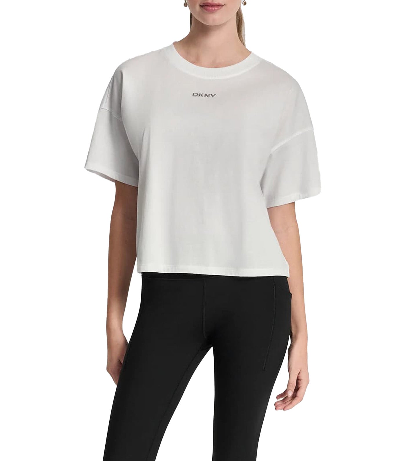Metallic Bubble Logo Drop Shoulder Tee White