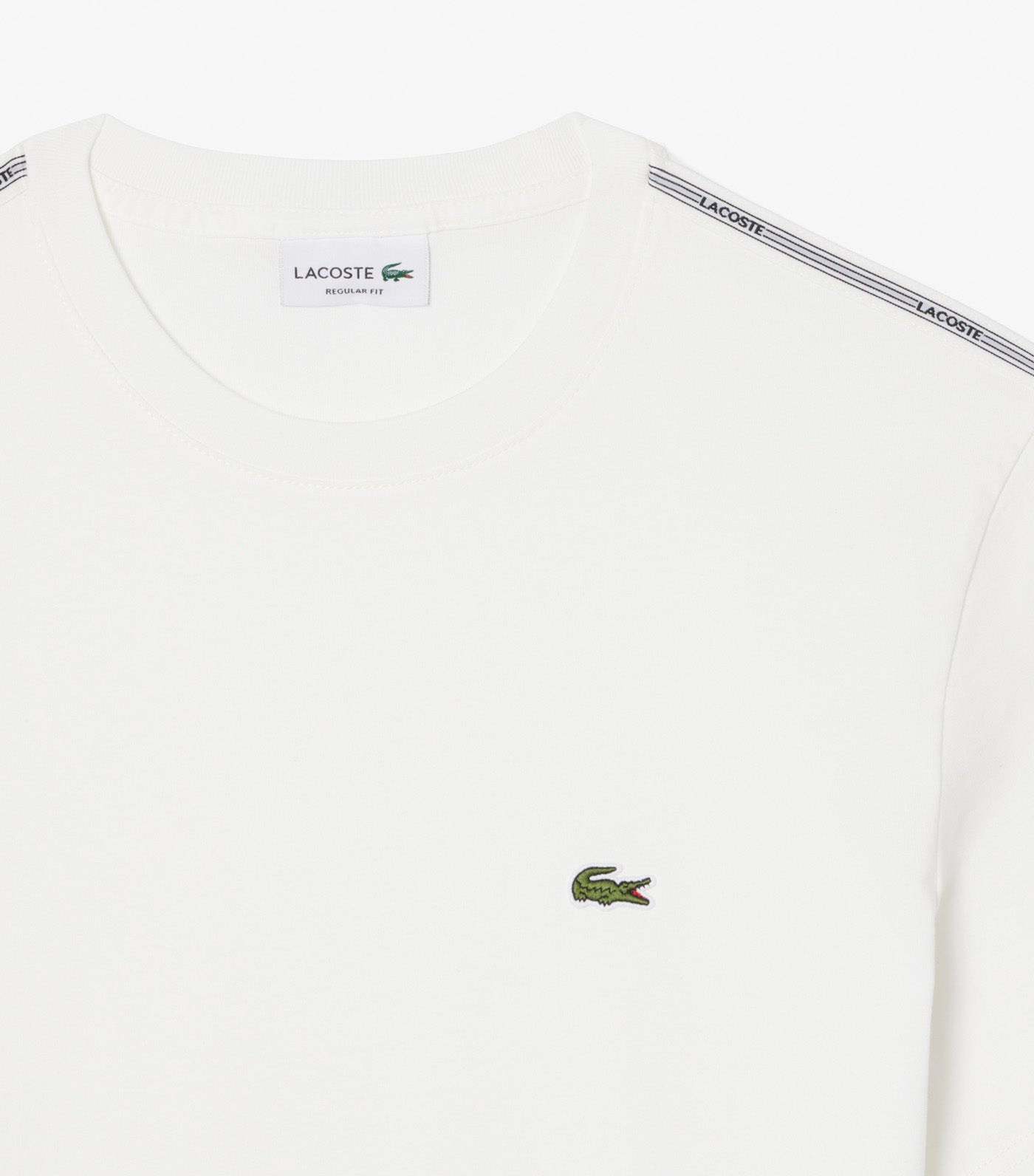 Lacoste Branded Stripe Band T-Shirt White