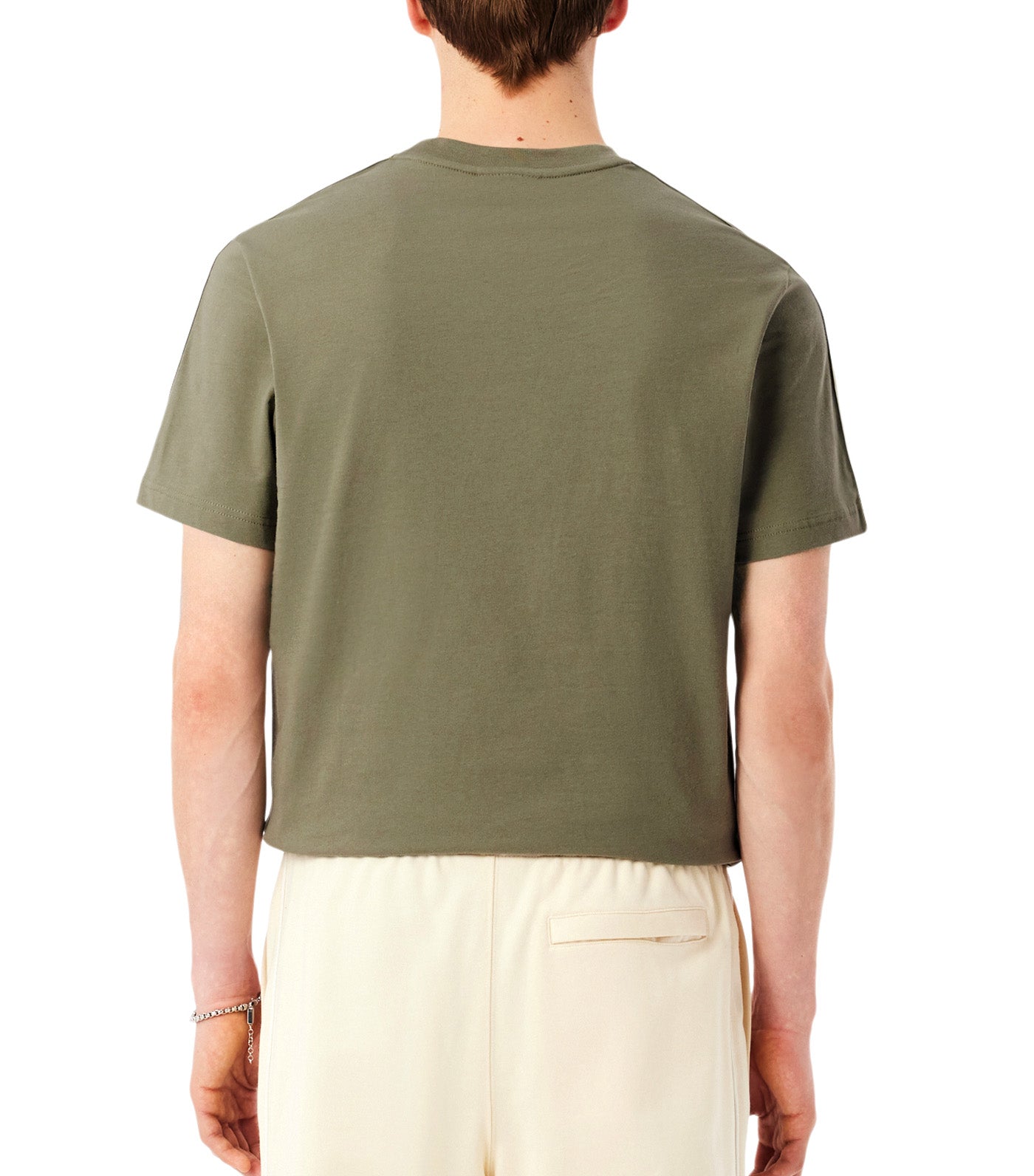 Lacoste Branded Stripe Band T-Shirt Khaki