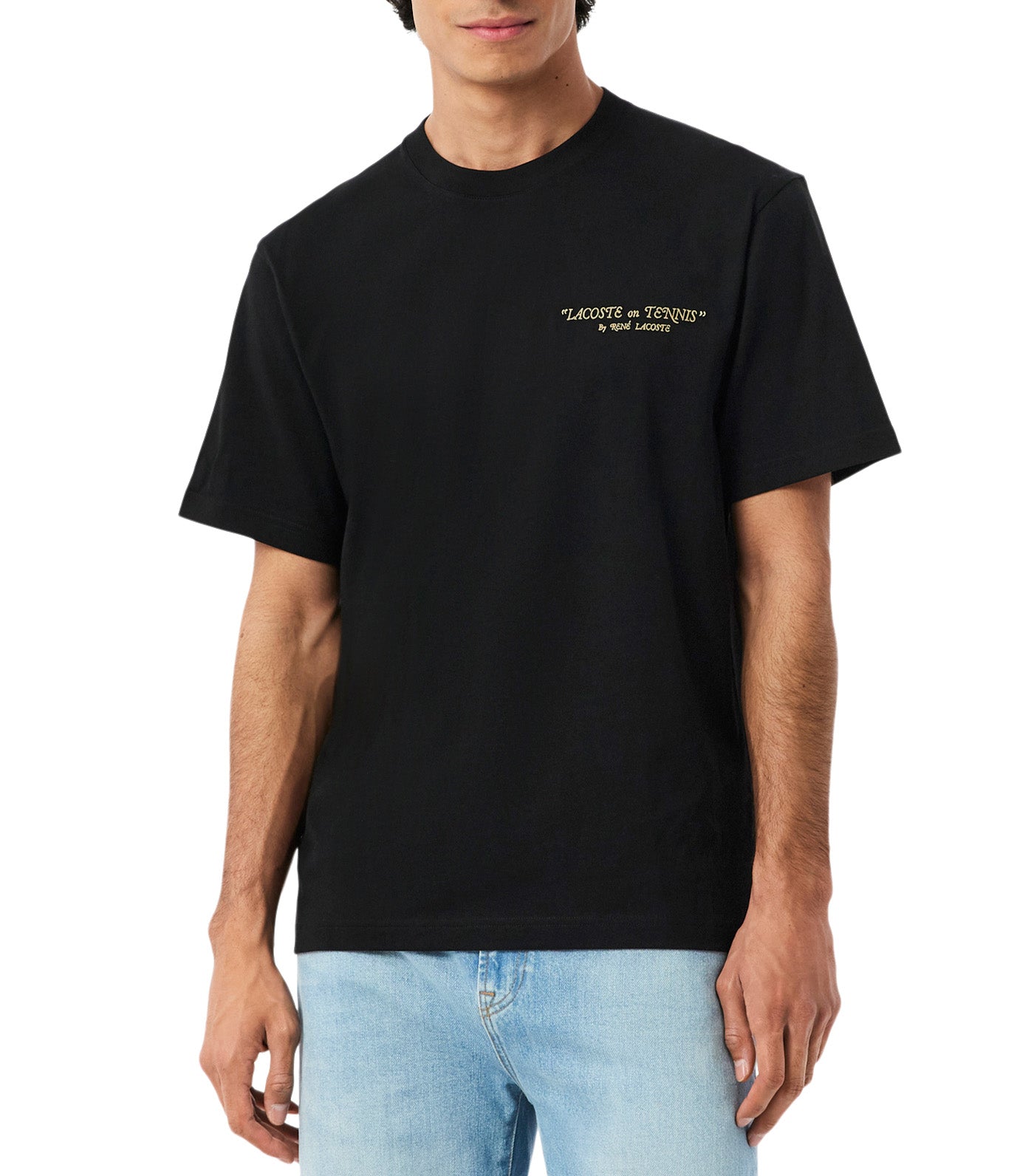 Lacoste Embroidered Cotton T-Shirt Black