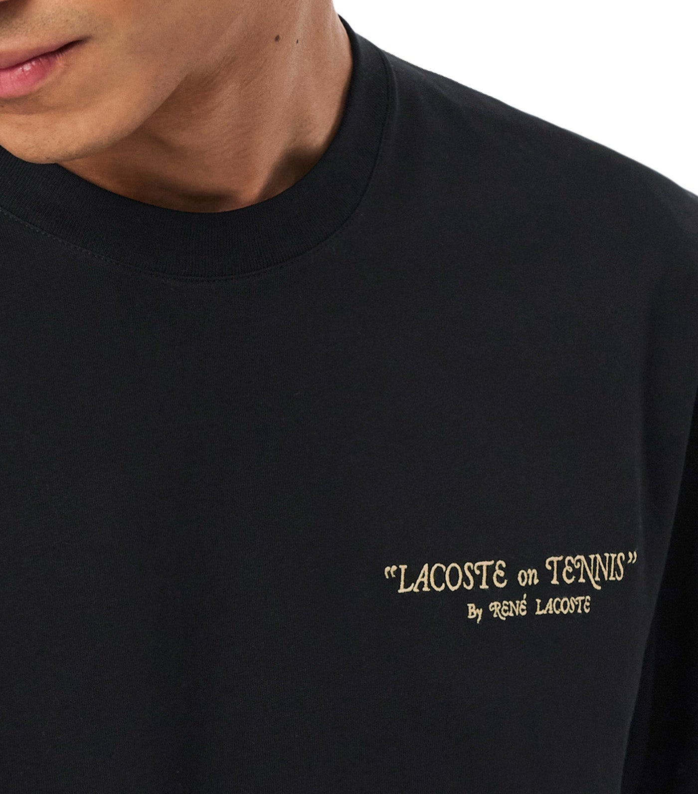 Lacoste Embroidered Cotton T-Shirt Black