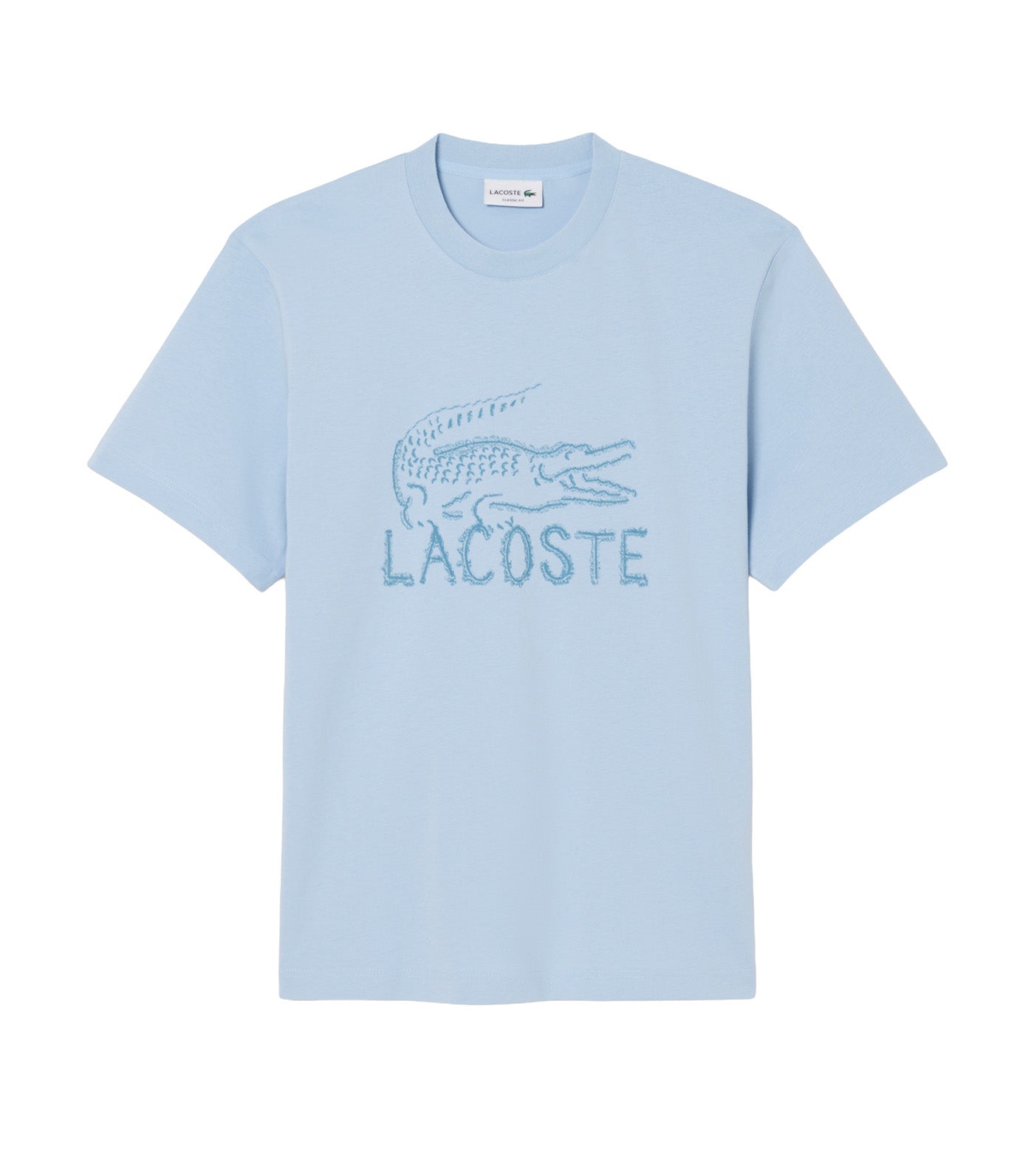 Printed Cotton T-Shirt Chambray